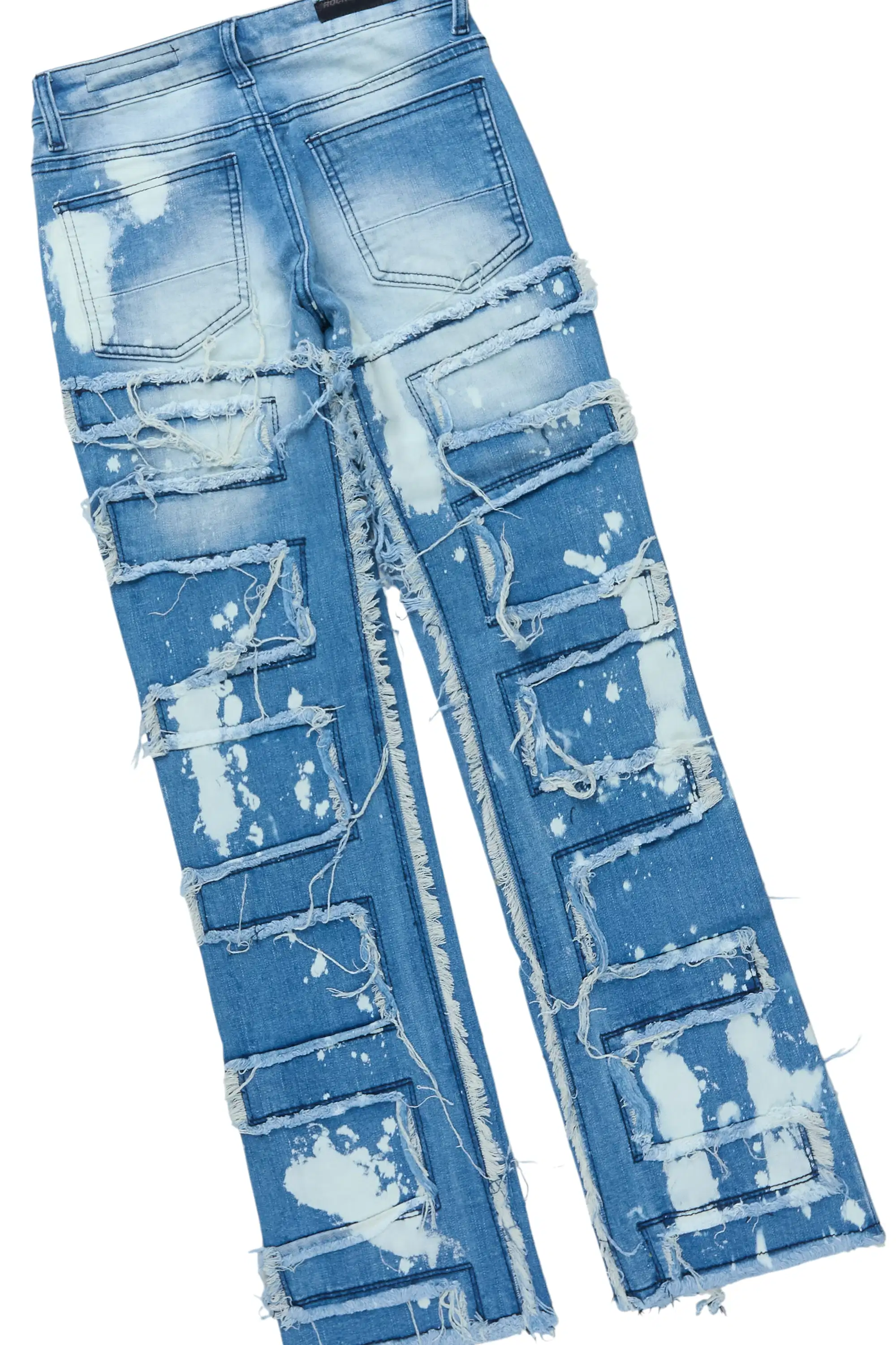 Boys Wizzurd Red Hoodie & Laban Blue Bleach Stacked Jean Set - Image 4