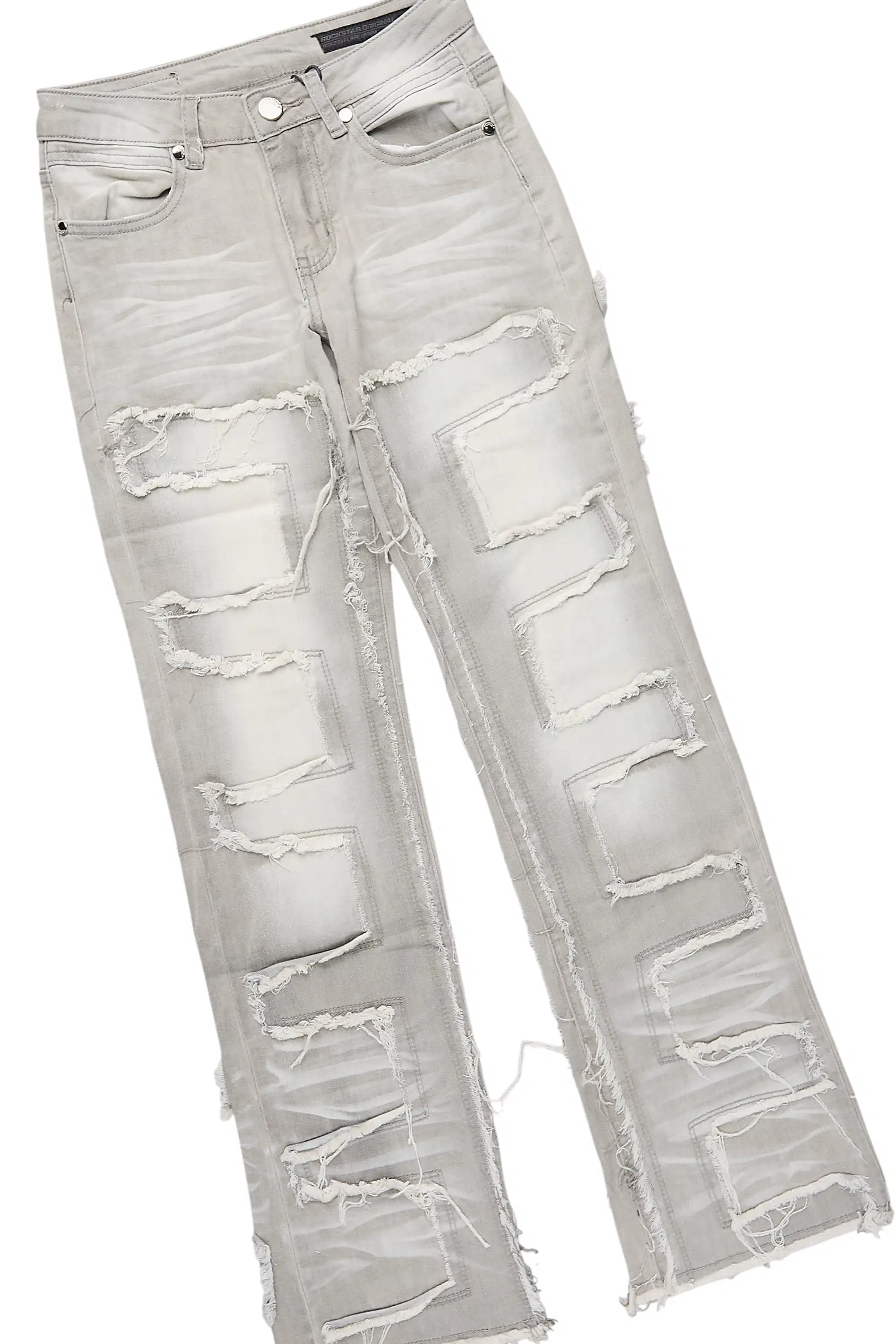 Boys Amos Heather Grey Hoodie/Stacked Jean Set - Image 3