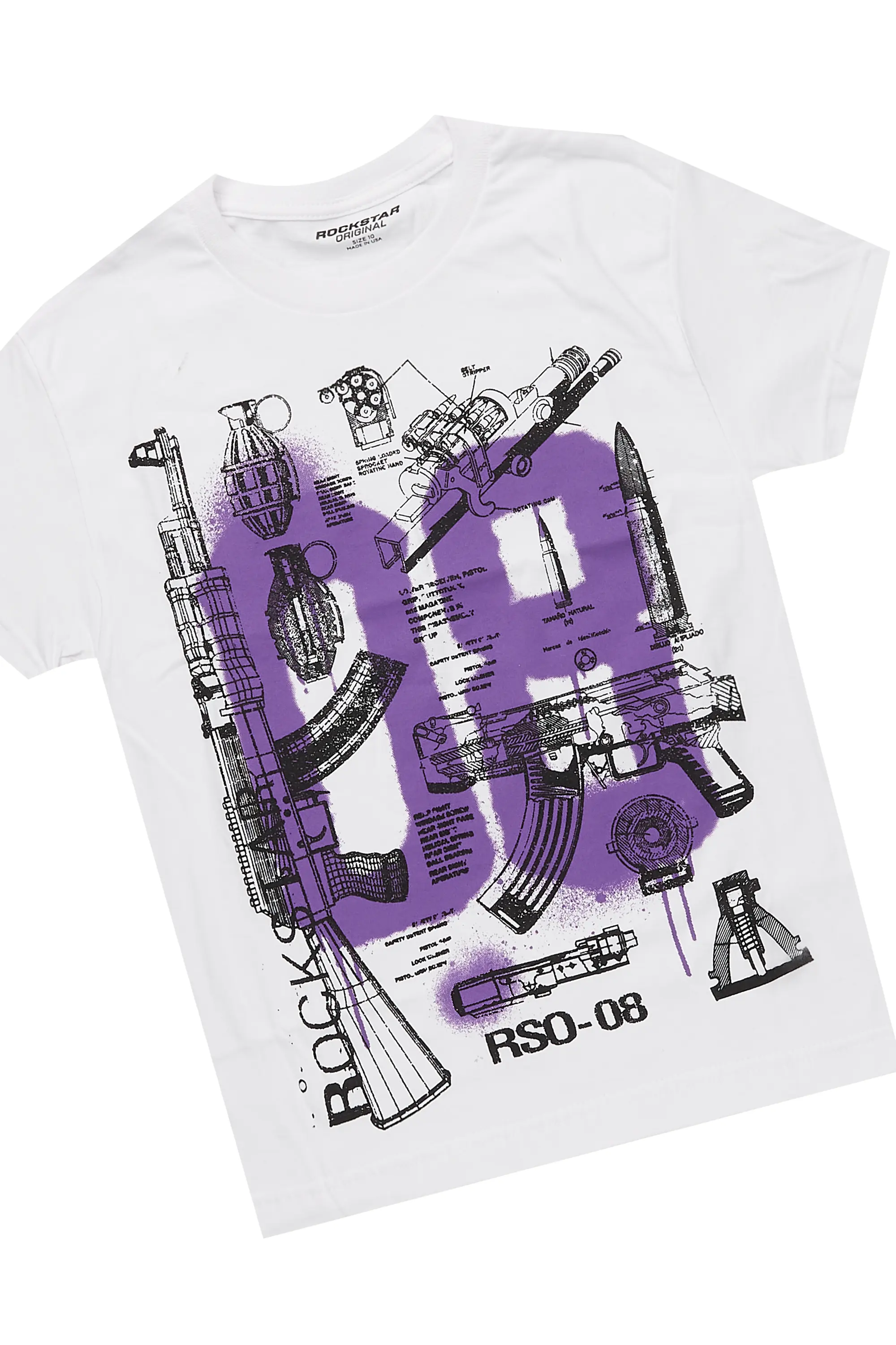 Boys Nesta White/Purple T-Shirt/Denim Short Set - Image 2