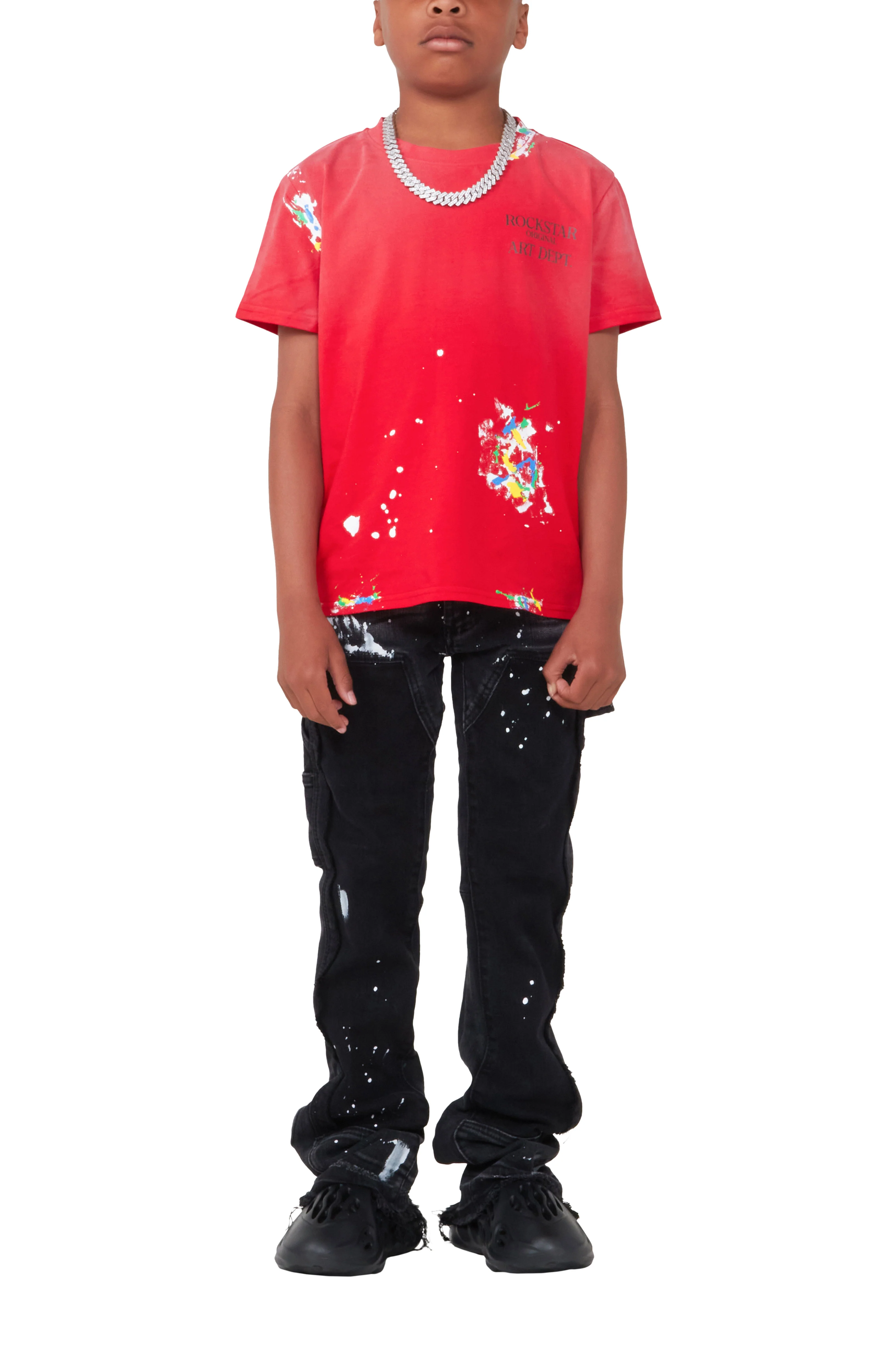 Boys Art Dist Red T-shirt/Stacked Flare Jean Set - Image 6
