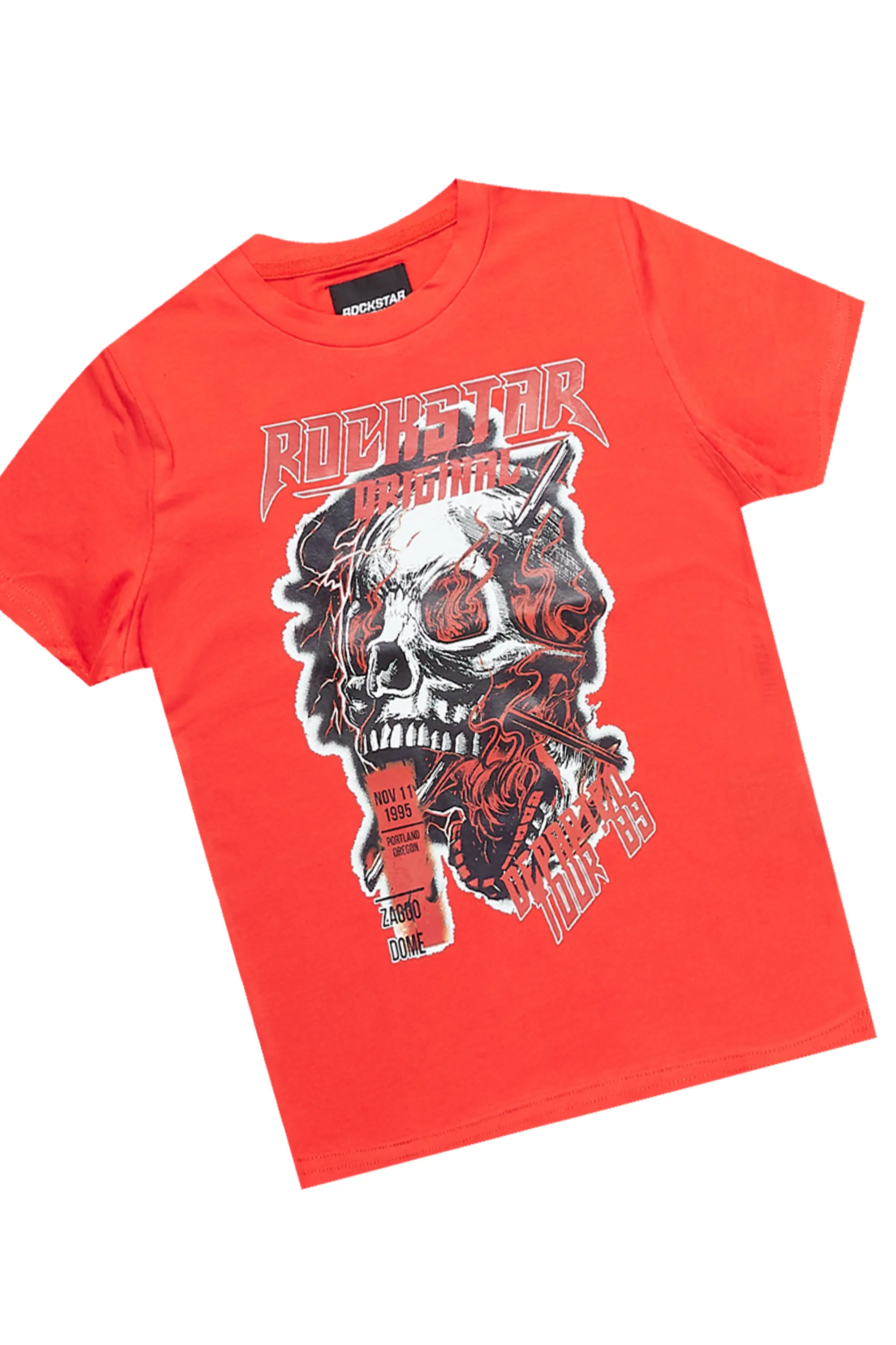 Boys Tobias Red T-Shirt/Super Stacked Flare Jean Set - Image 2