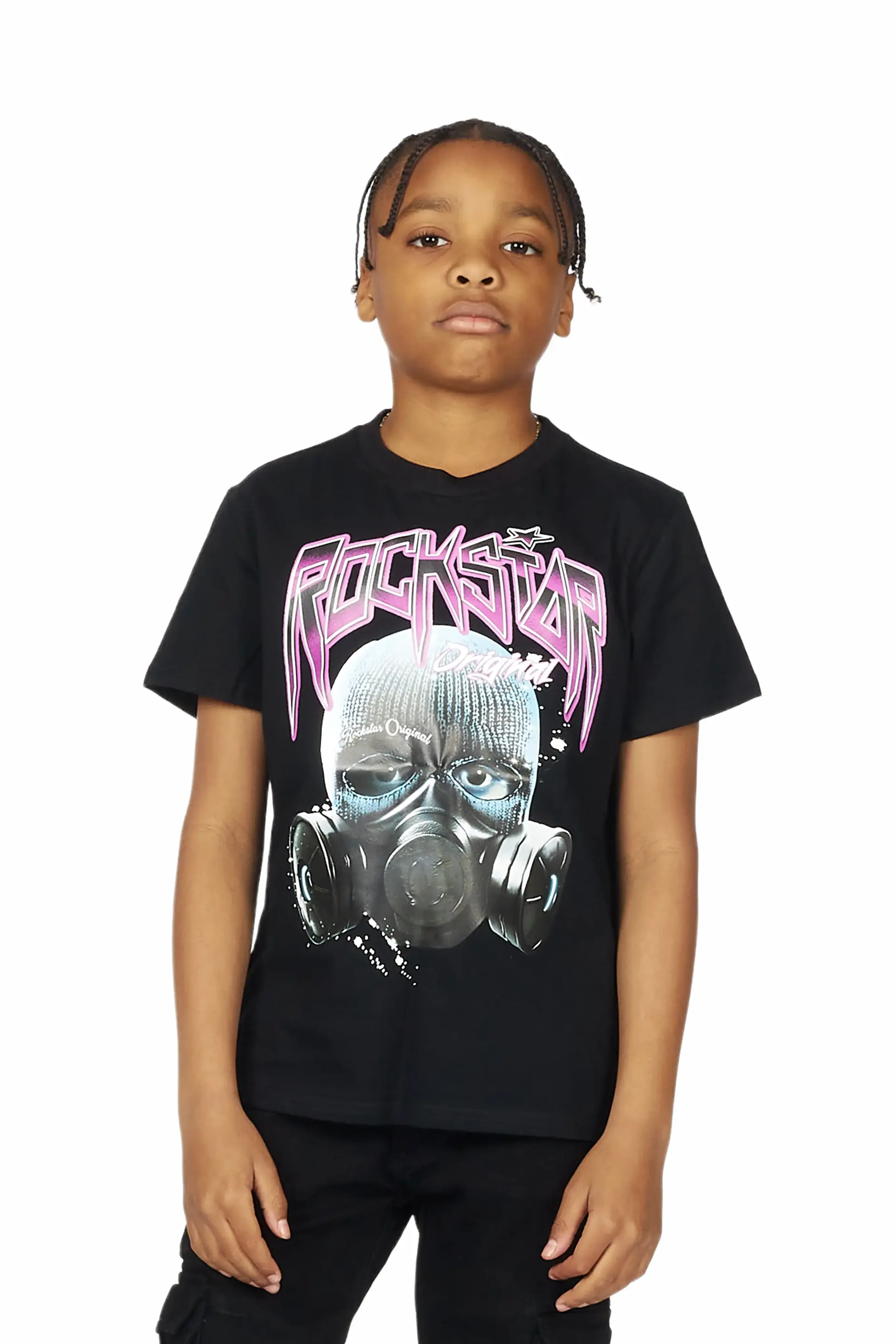 Boys Paco Black T-Shirt/Stacked Flare Cargo Jean - Image 3
