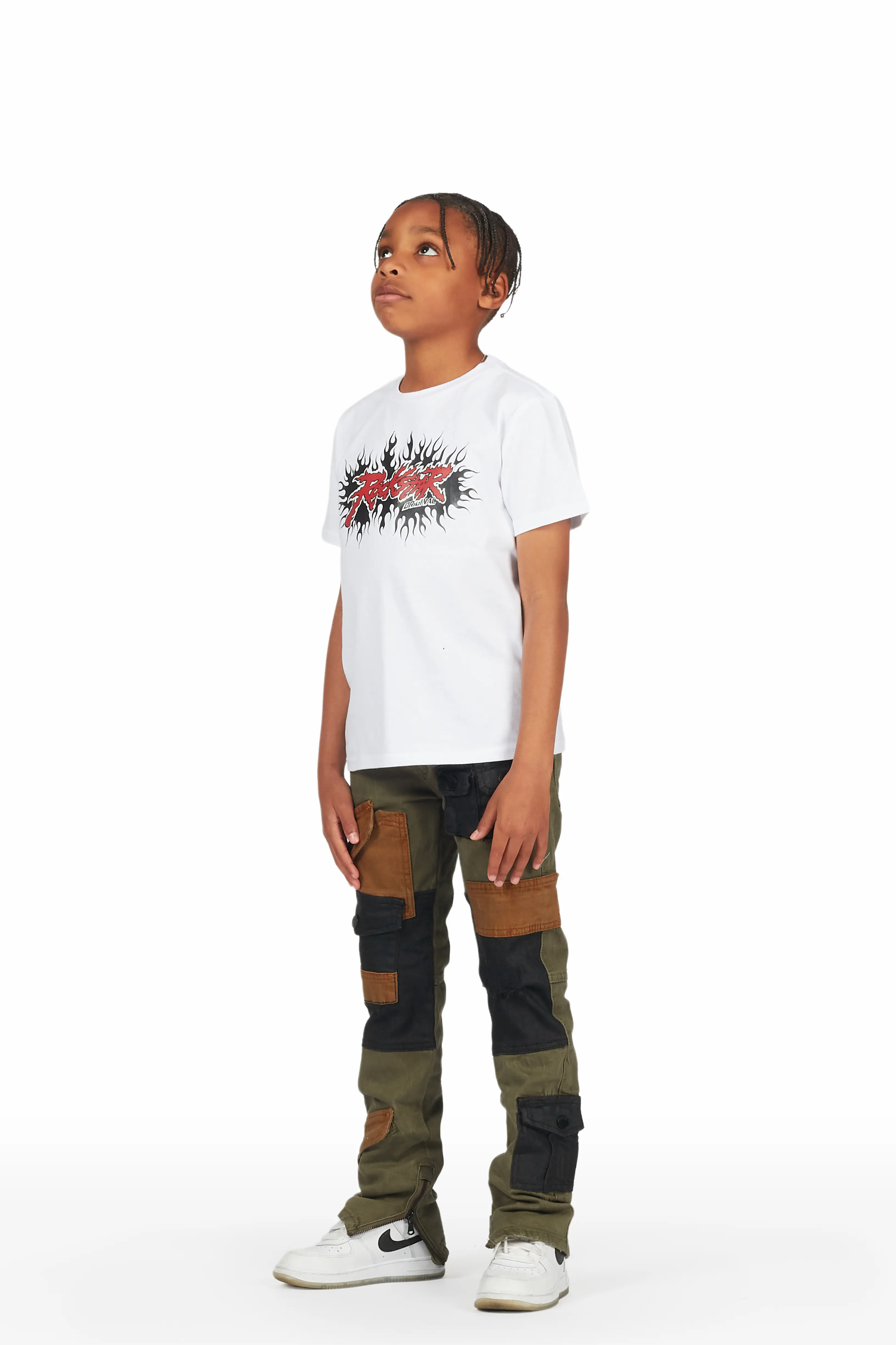 Boys Saidi White T-Shirt/Patch Cargo Jean - Image 3