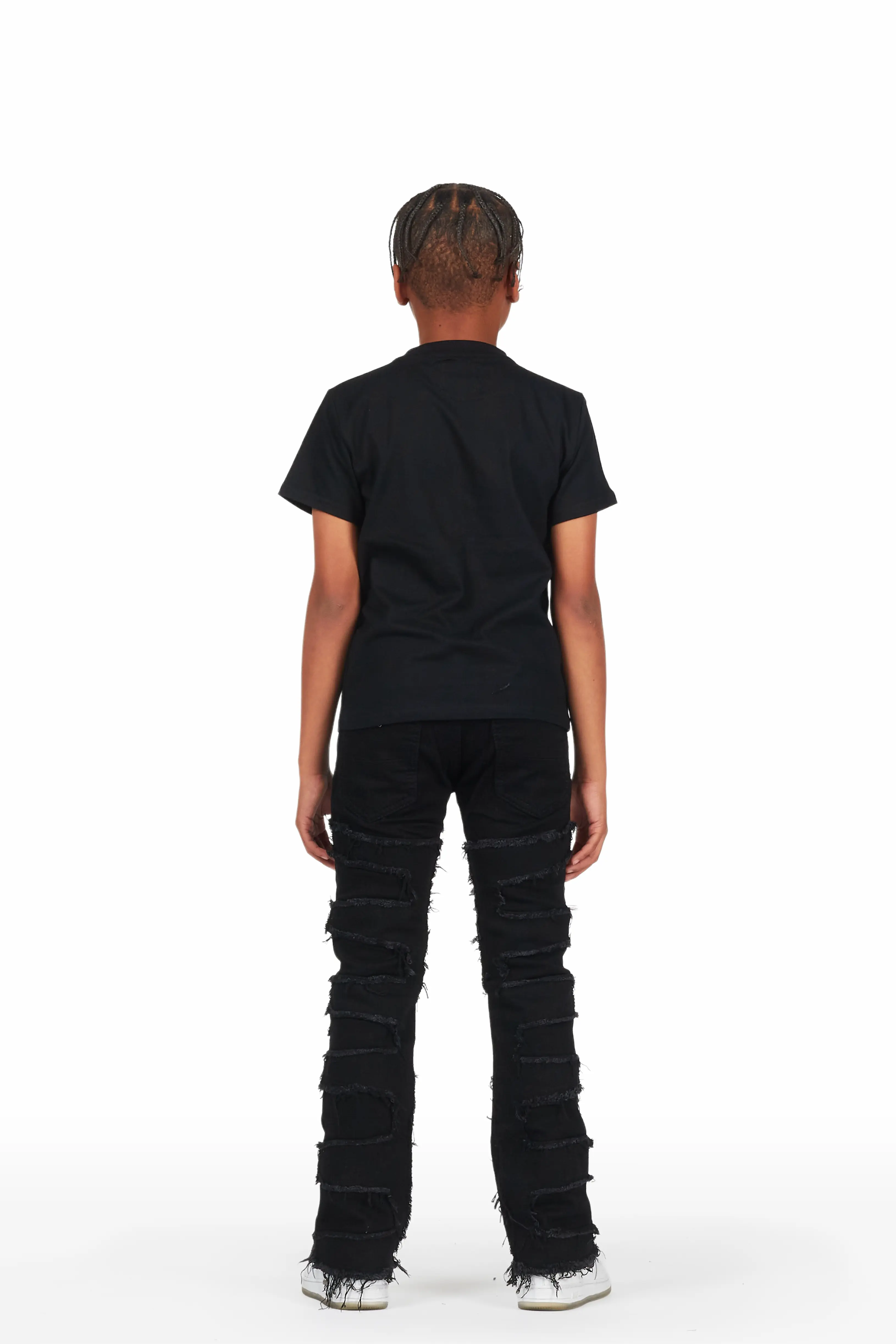 Boys Samael Black T-Shirt/Stacked Flare Jean - Image 5