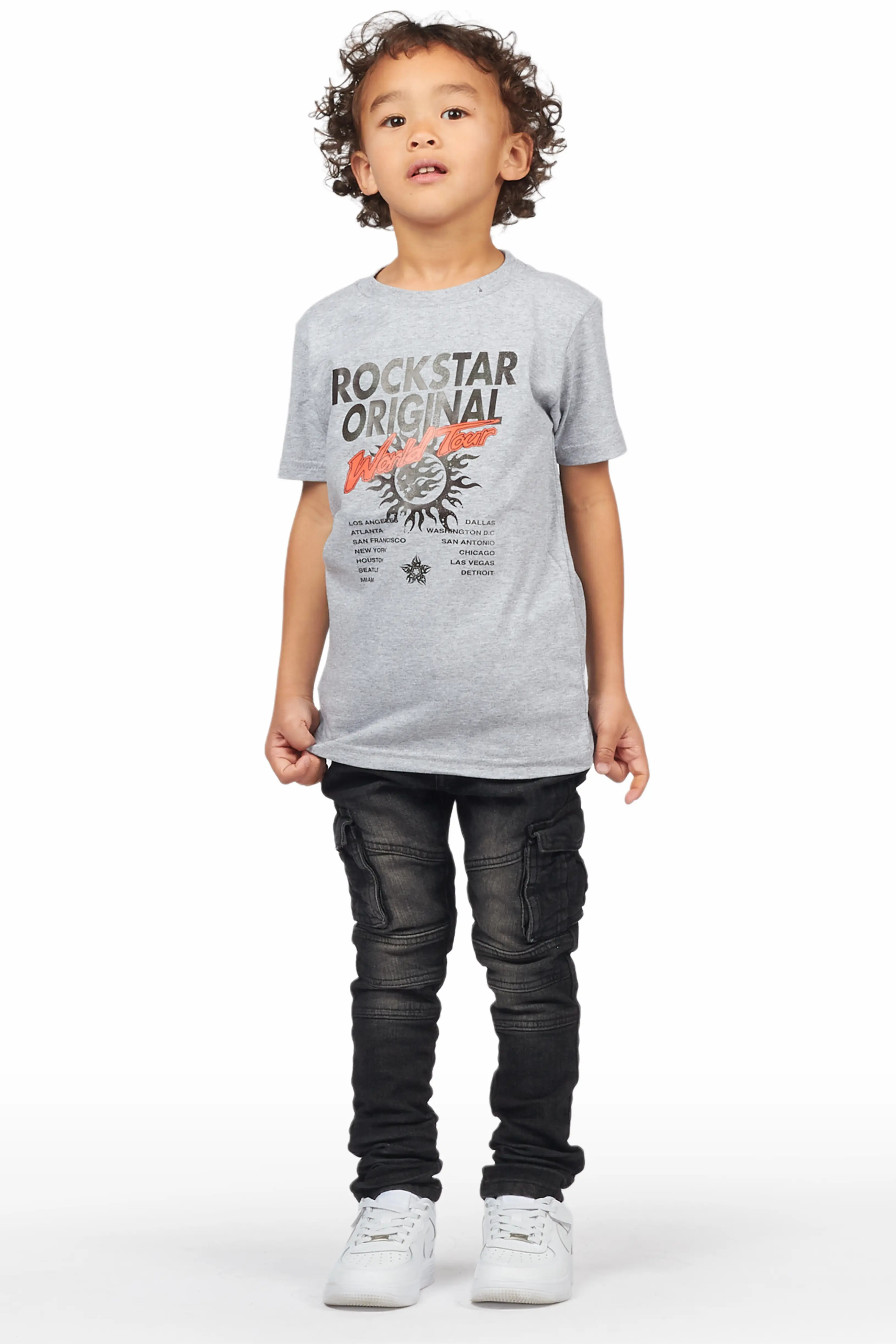 Boys Safi Grey T-Shirt/Cargo Jean Set - Image 2