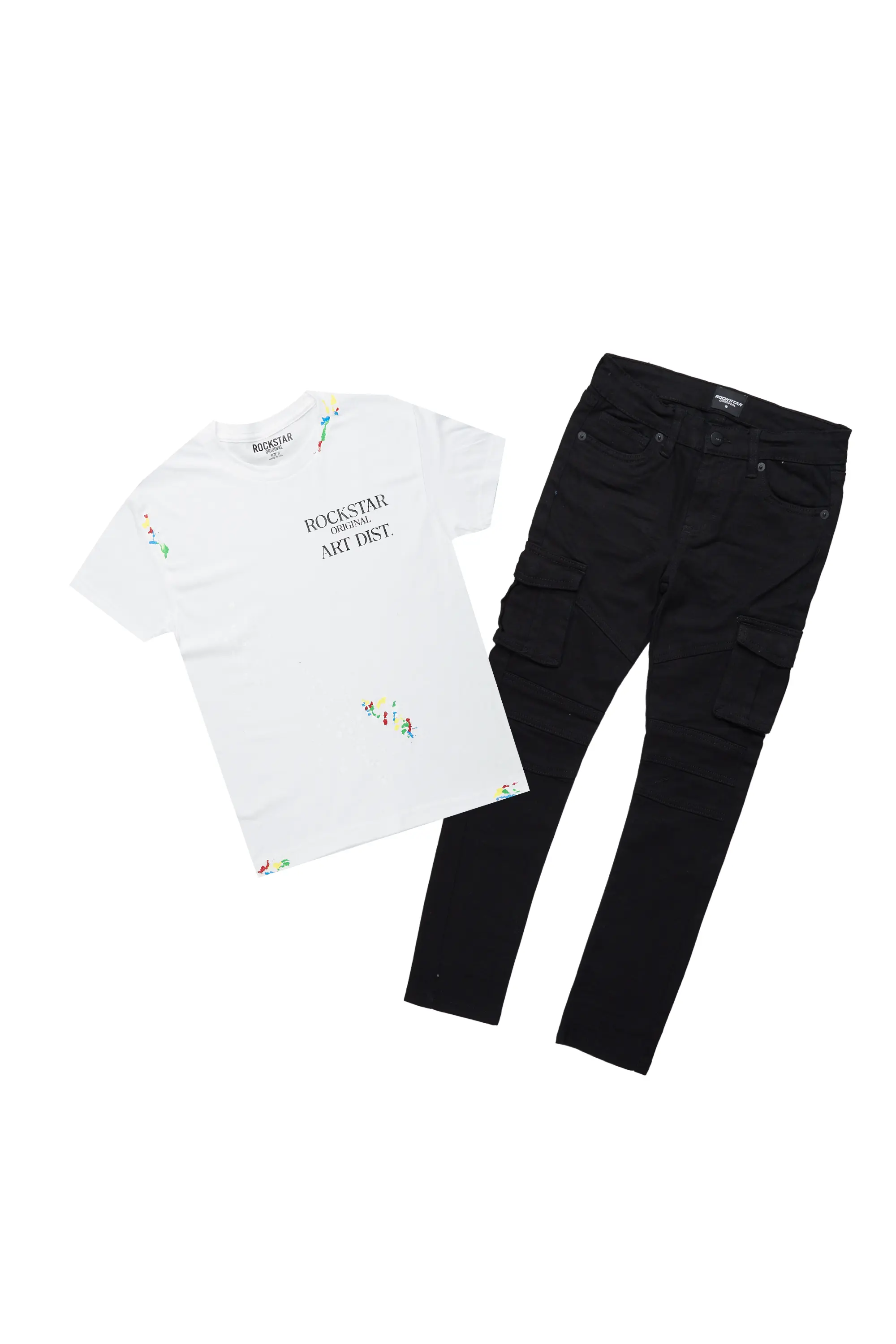 Boys Parry White T-Shirt/Cargo Jean Set - Image 2
