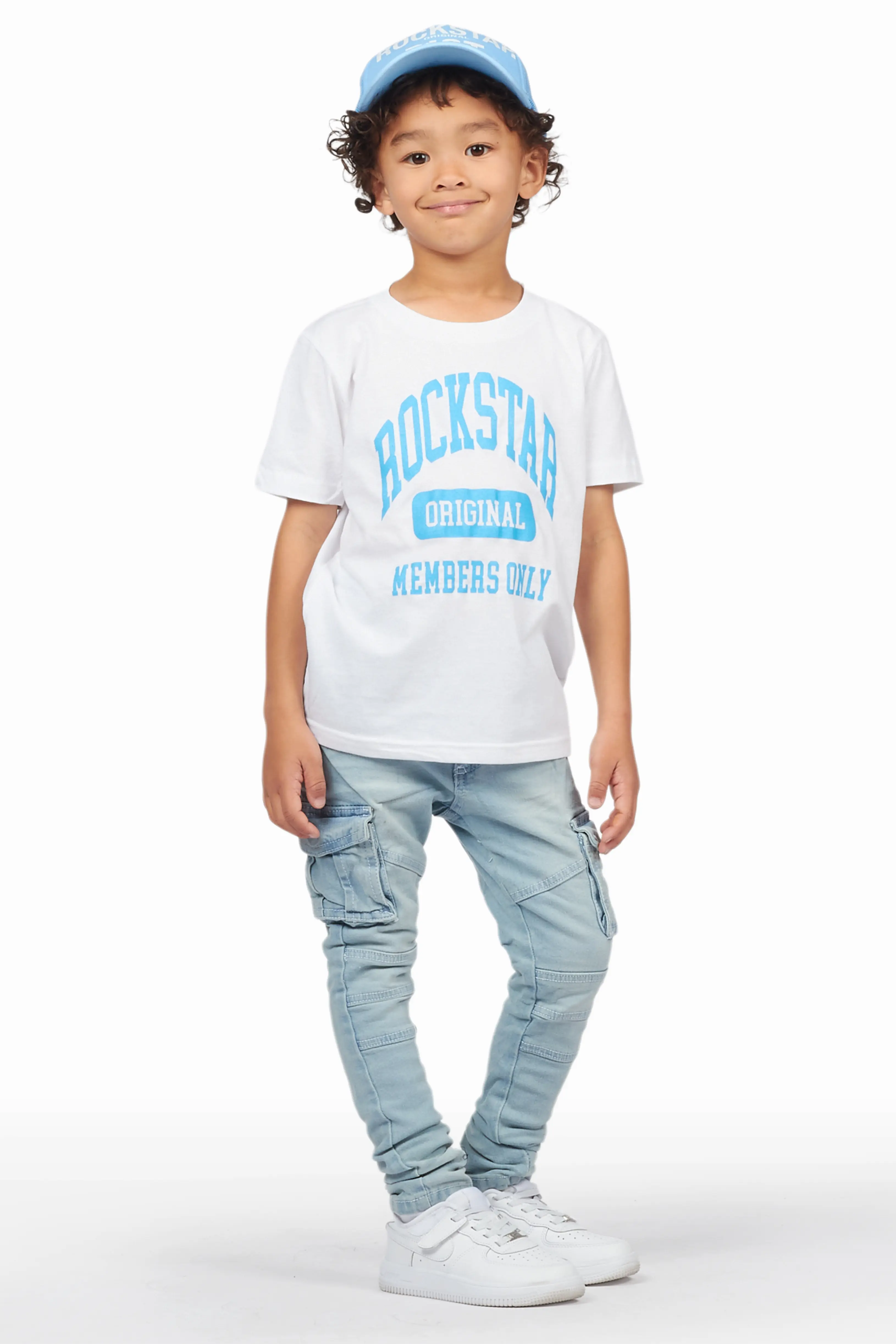 Boys Bansi White T-Shirt/Cargo Skinny Jean Set - Image 3