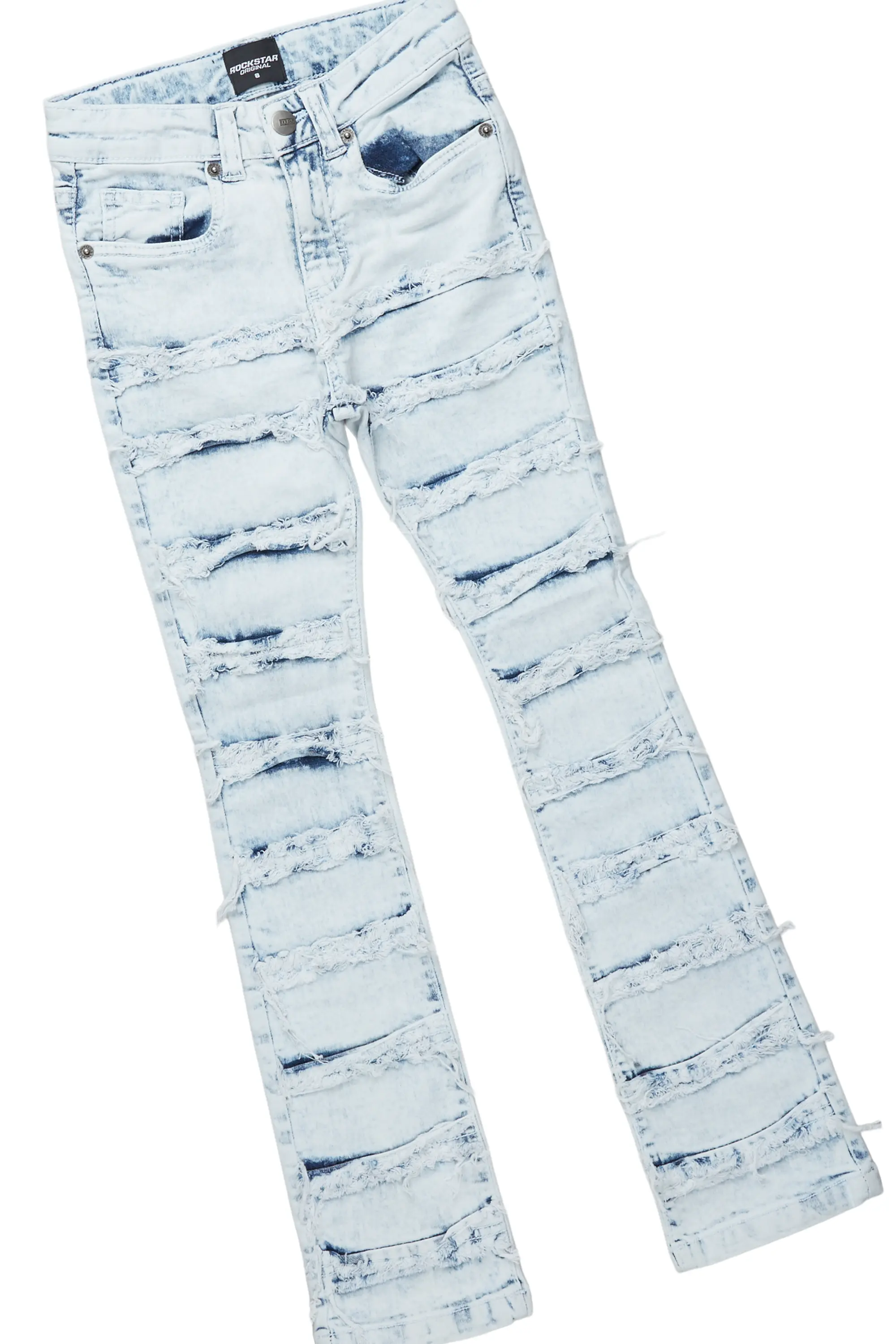 Boys Jarmo White T-Shirt/Frayed Skinny Stacked Flare Jean Set - Image 7