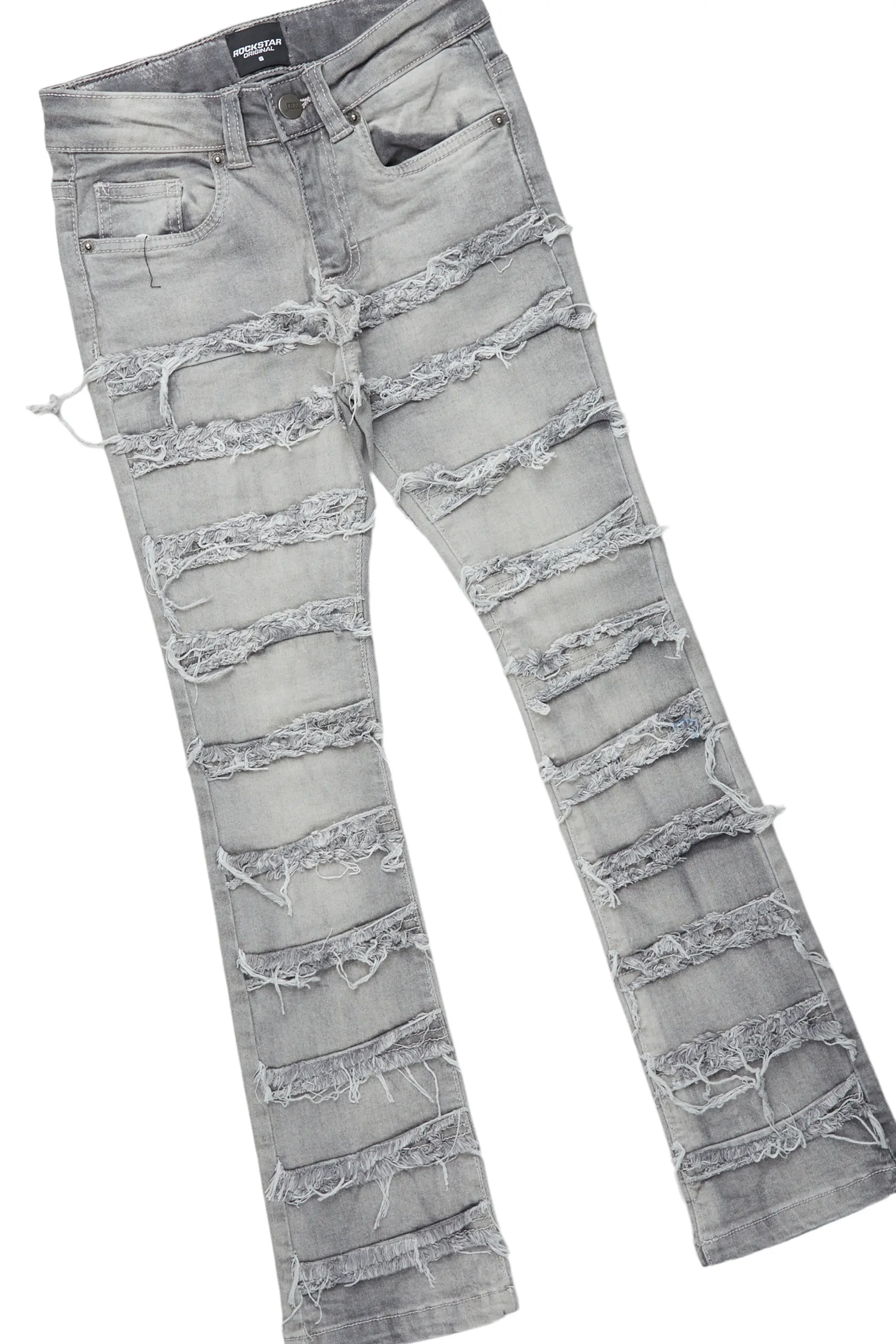 Boys Kaiko Grey T-Shirt/Frayed Skinny Stacked Flare Jean Set - Image 5