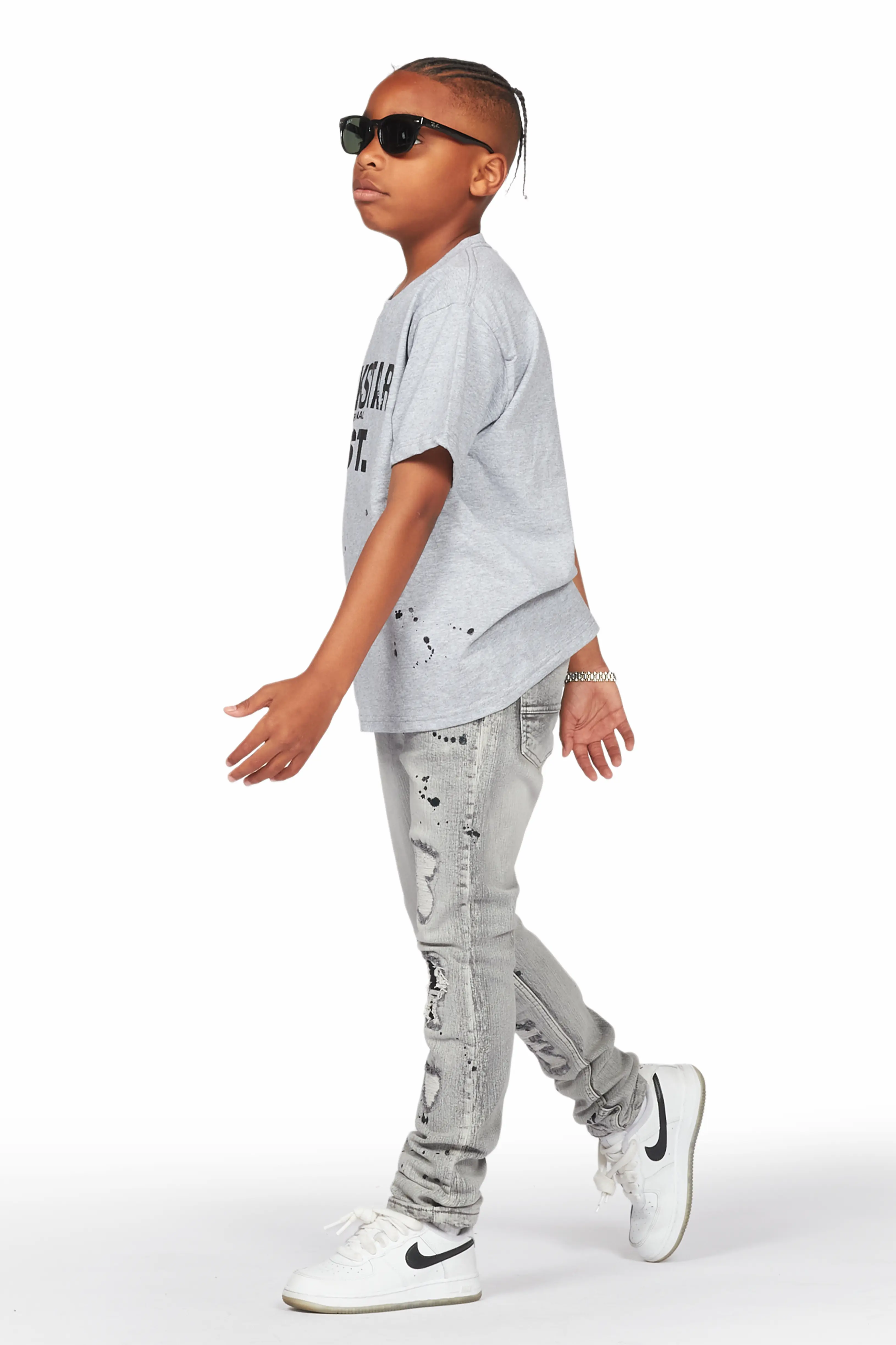 Boys Hani Grey T-Shirt Skinny Jean Set - Image 6