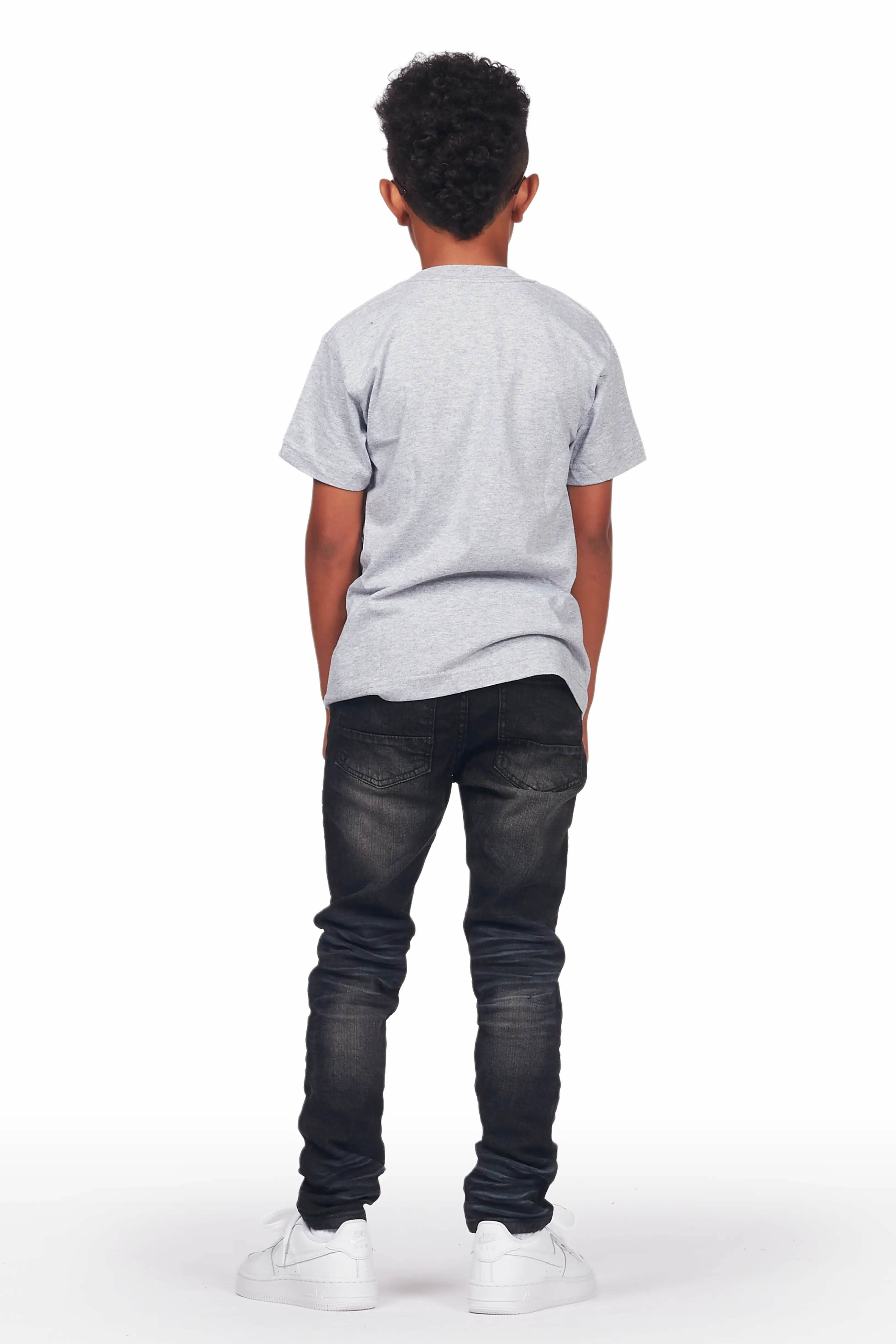 Boys Hamal Grey T-Shirt Skinny Biker Jean Set - Image 3