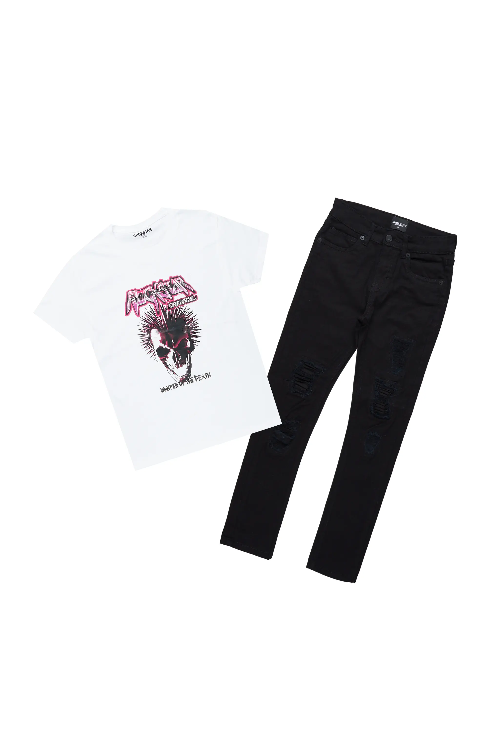 Boys Ganesh White T-Shirt Skinny Jean Set - Image 2