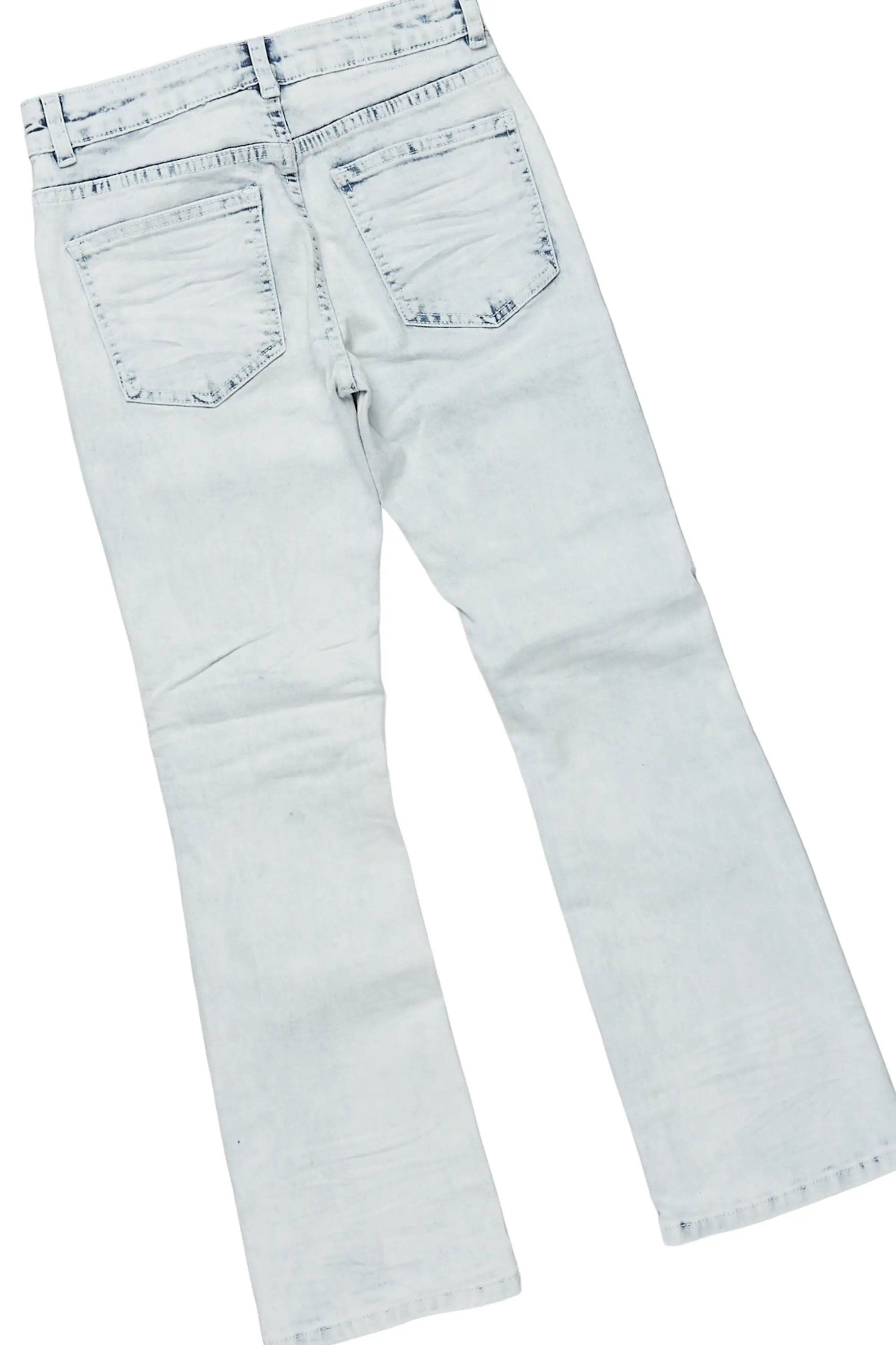 Boys Yasir White/Light Blue T-Shirt/Stacked Flare Jean Set - Image 9