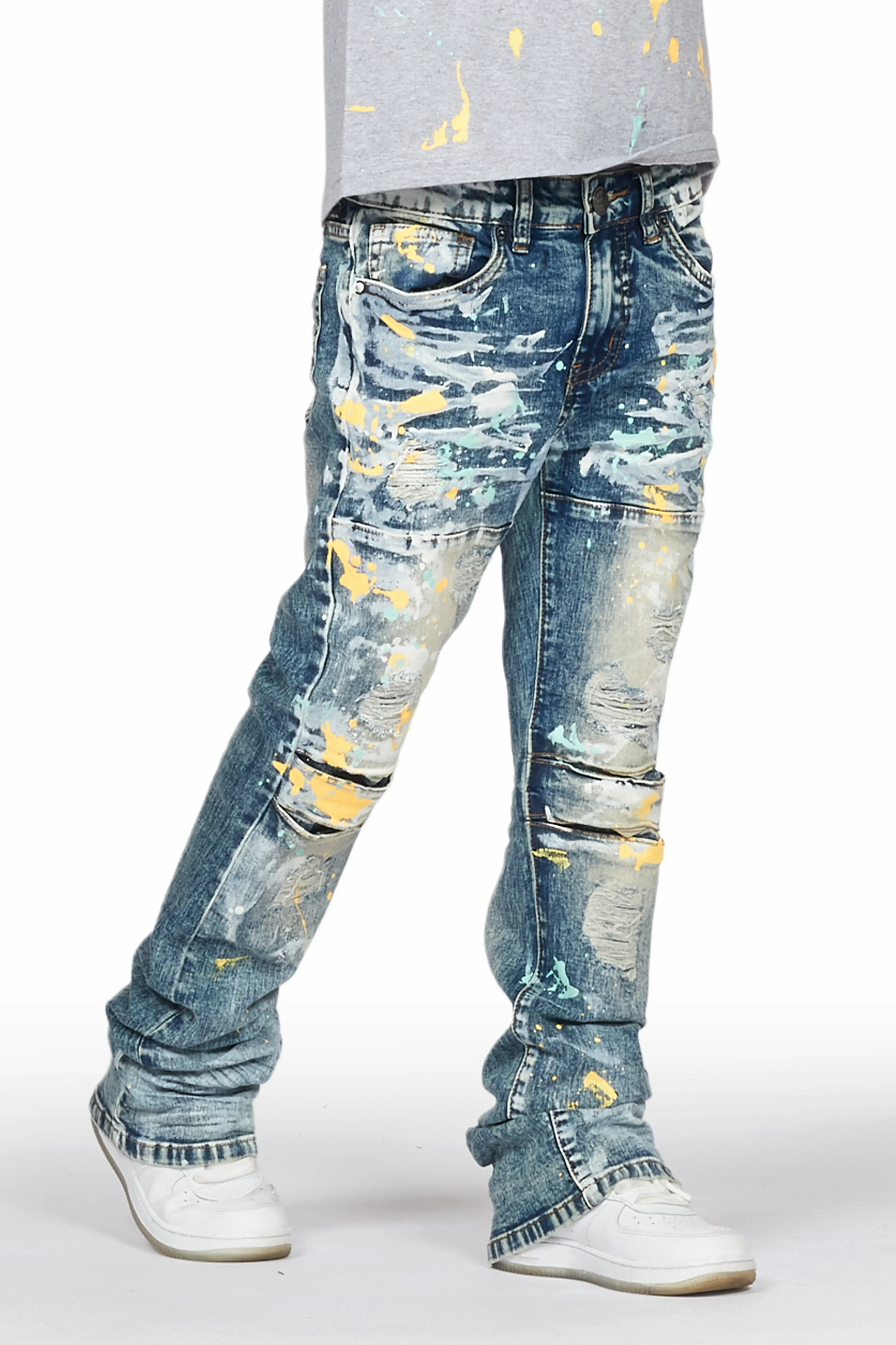 Boys Nadir Grey T-Shirt/Stacked Flare Jean Set - Image 7