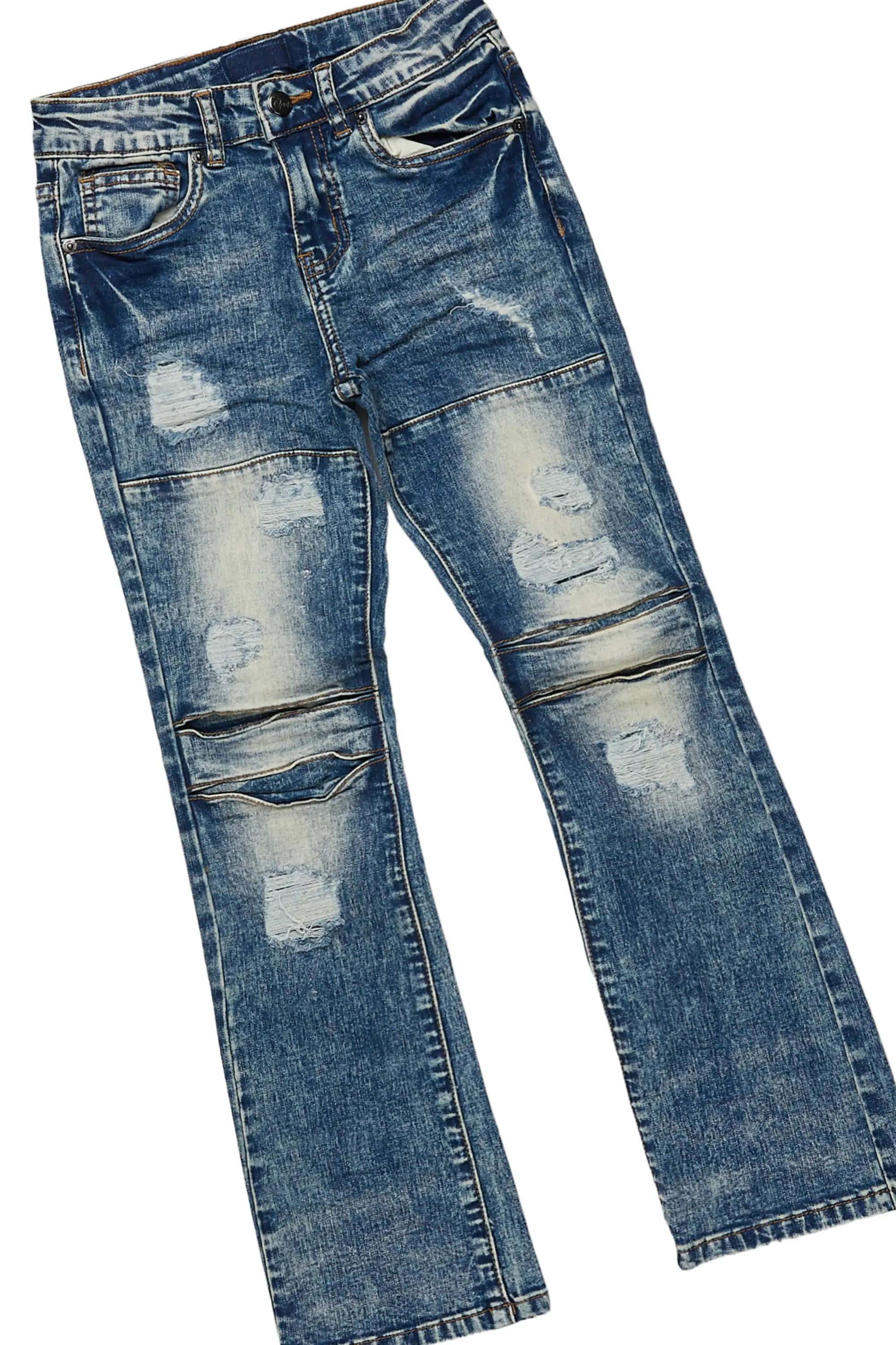 Boys Gemi White T-Shirt/Stacked Flare Jean Set - Image 8