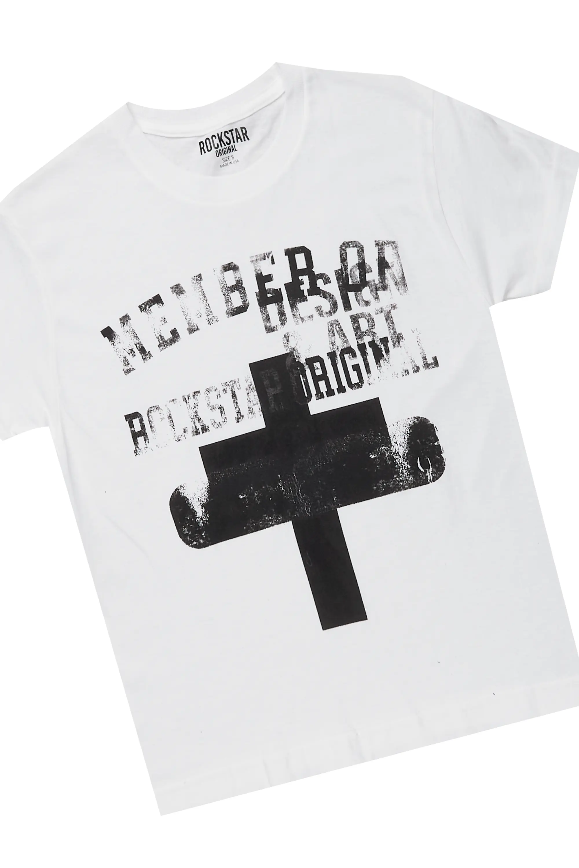 Boys Alaric Grey/White T-Shirt/Stacked Flare Jean Set - Image 2