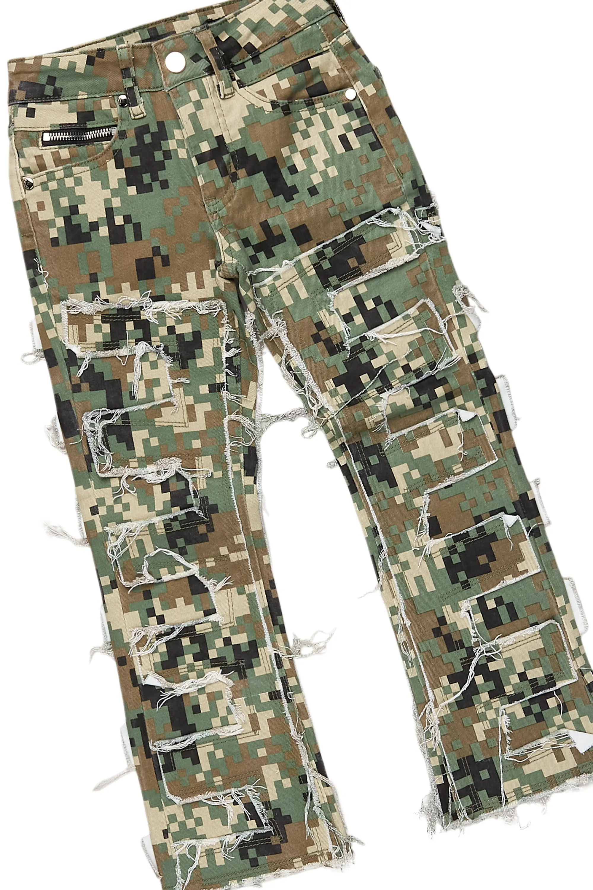 Boys Koen Digital Camo T-Shirt/Stacked Flare Jean Set - Image 3