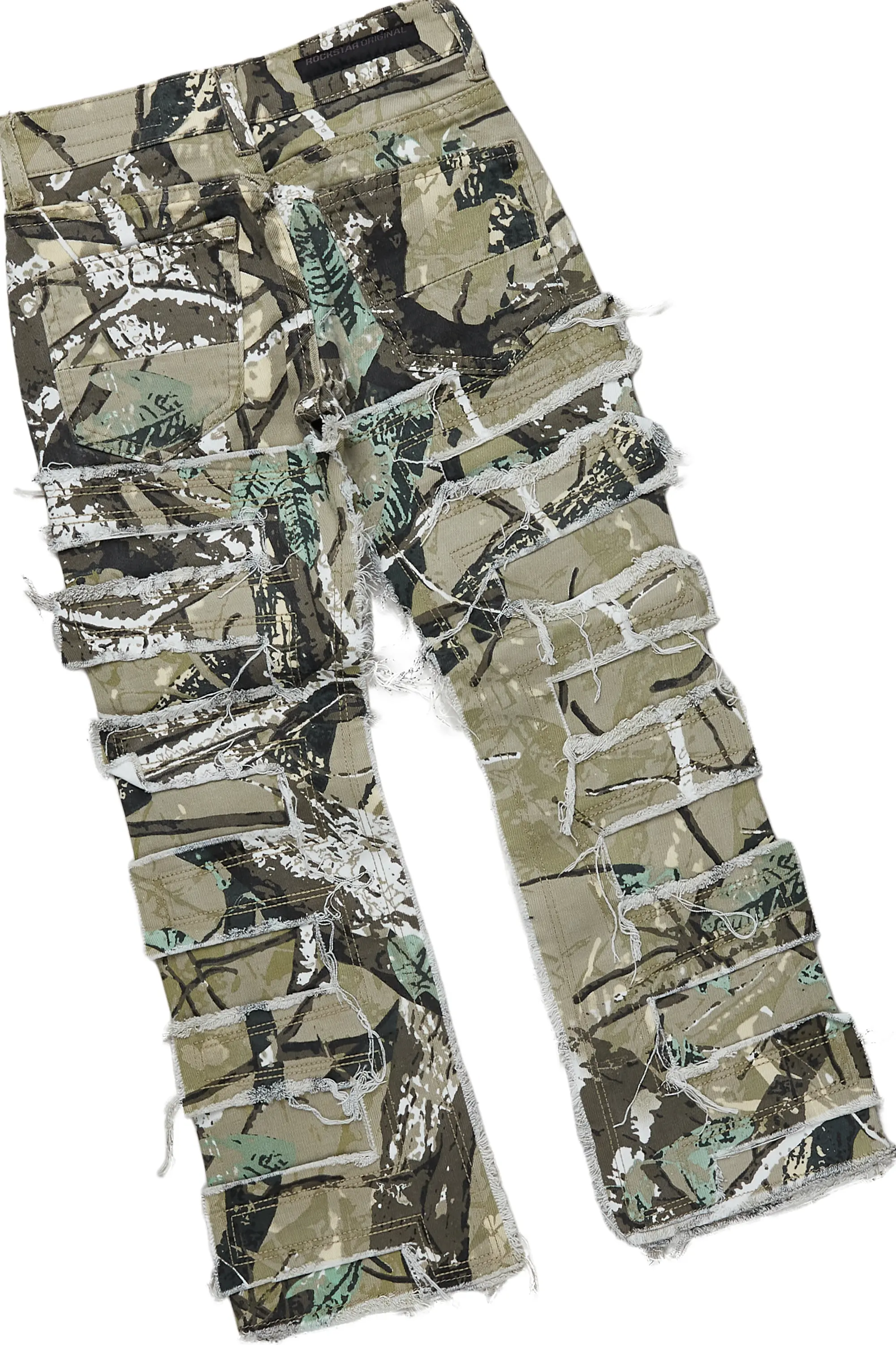 Boys Kyaire Grey/Tree Camo T-Shirt/Stacked Flare Jean Set - Image 9
