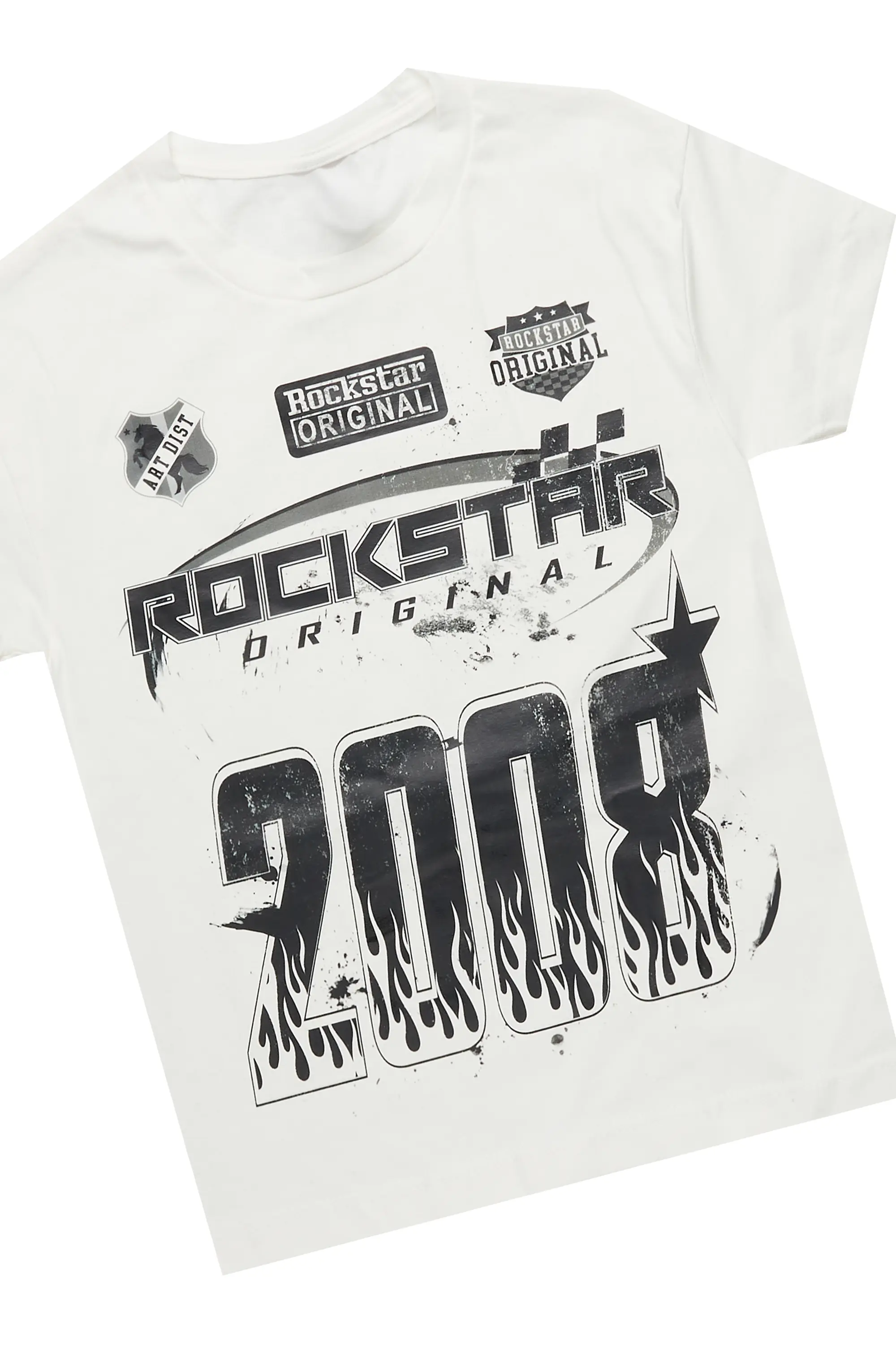 Boys Amos White T-Shirt/Stacked Flare Jean Set - Image 2
