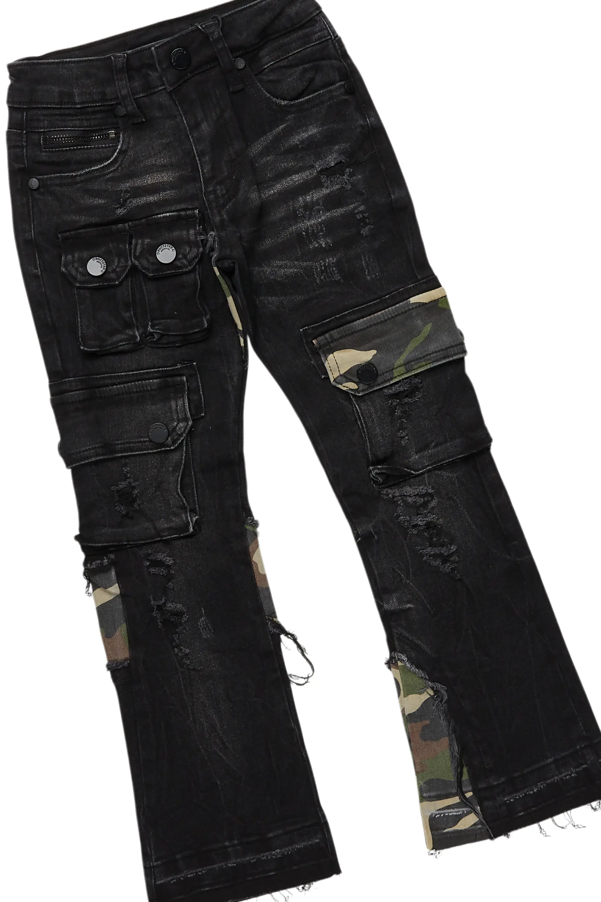 Boys Lambo Black T-Shirt/Stacked Flare Jean Set - Image 3