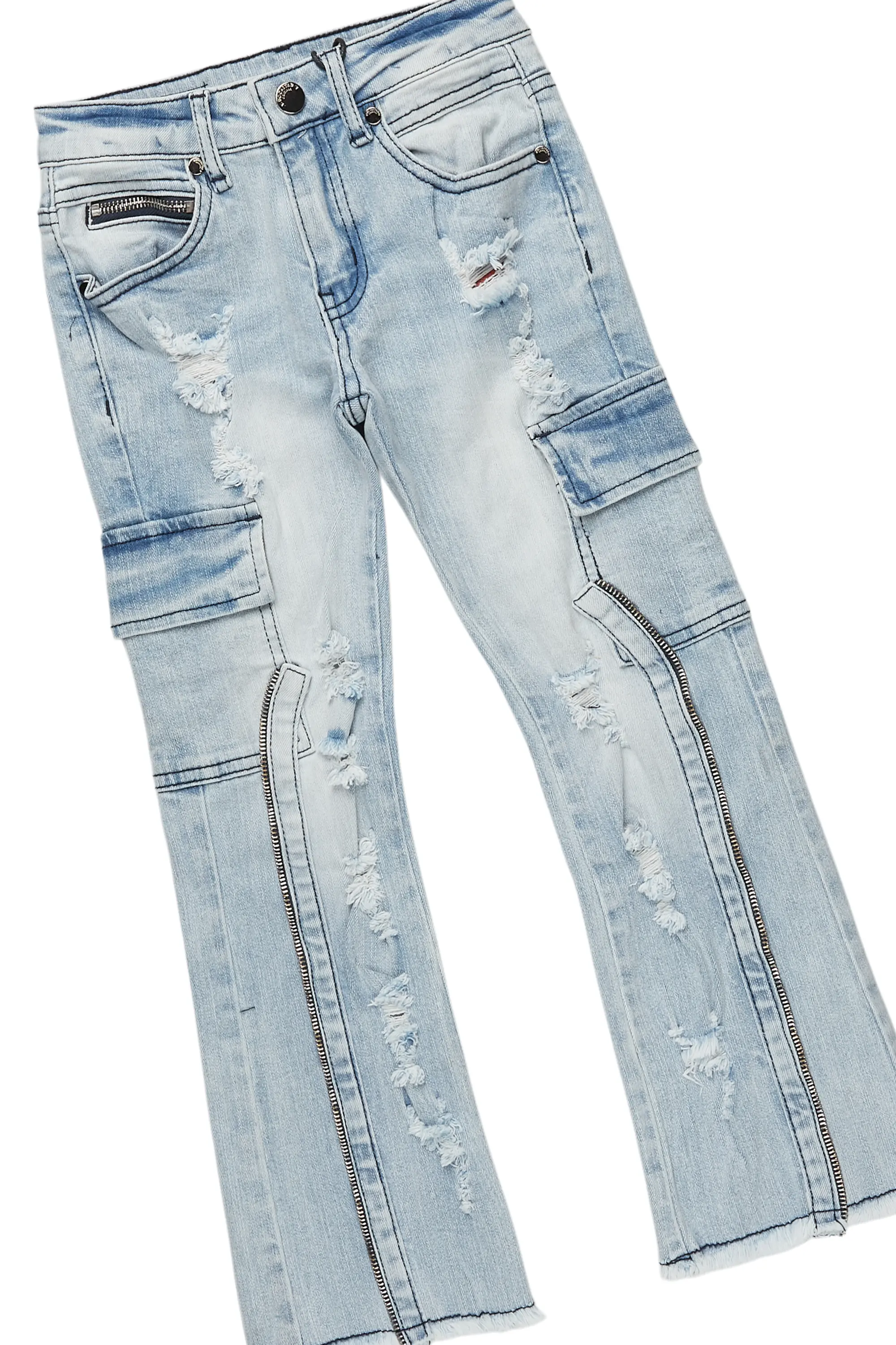 Boys Wizzurd White/Red T-Shirt/Stacked Flare Jean Set - Image 3