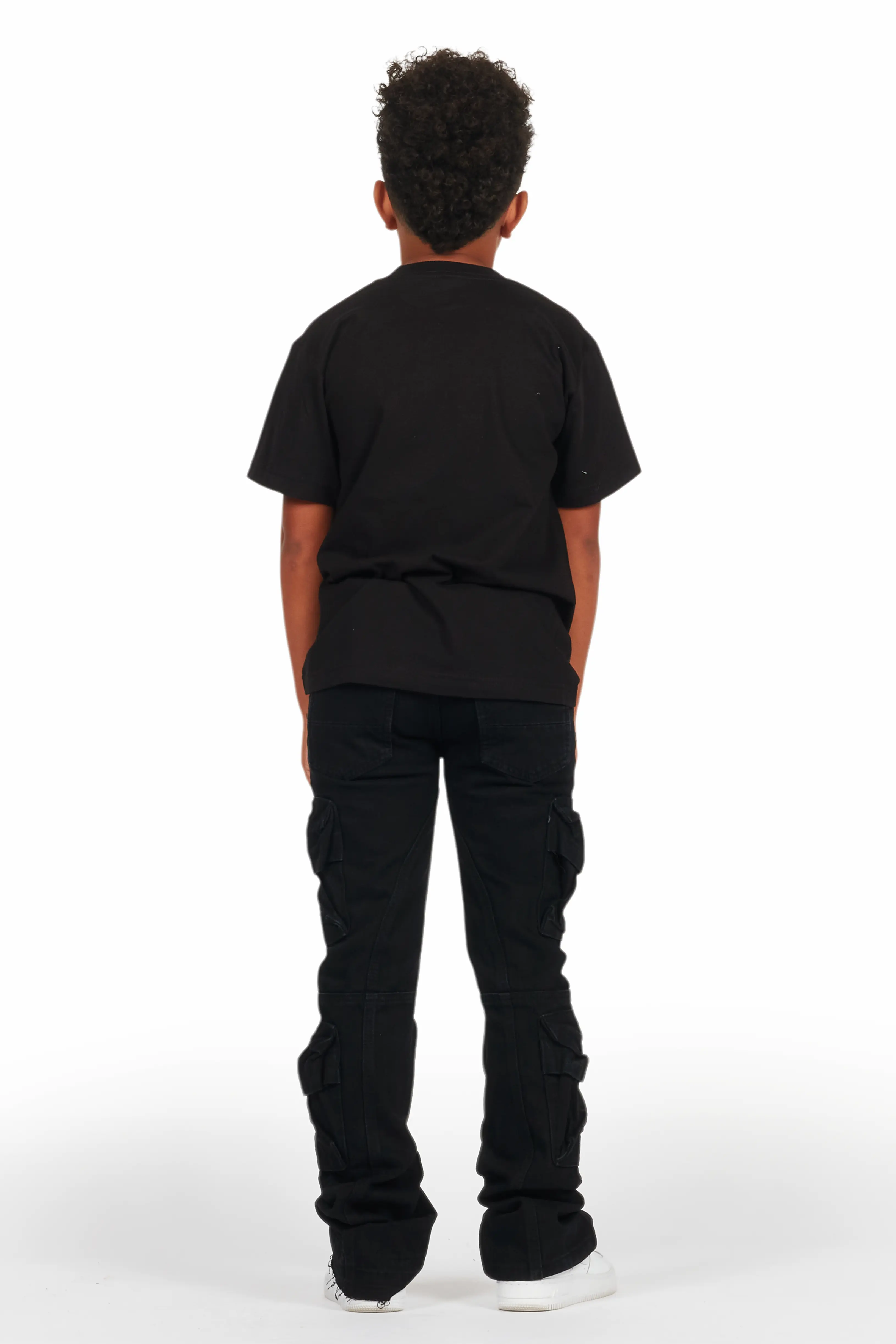 Boys Smitty Black T-Shirt/Stacked Flare Jean Set - Image 3