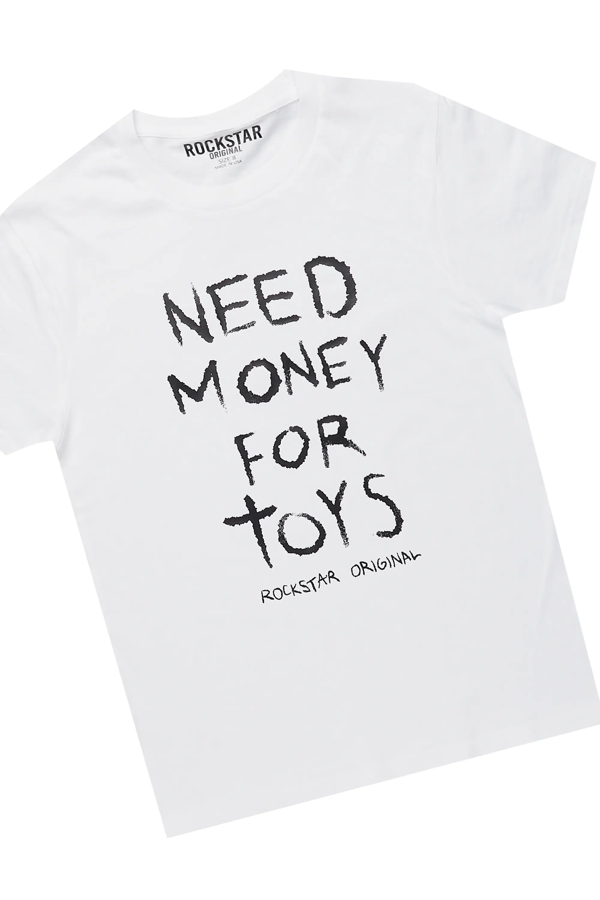 Boys White Lambo T-Shirt/Baggy Fit Jean Set - Image 2