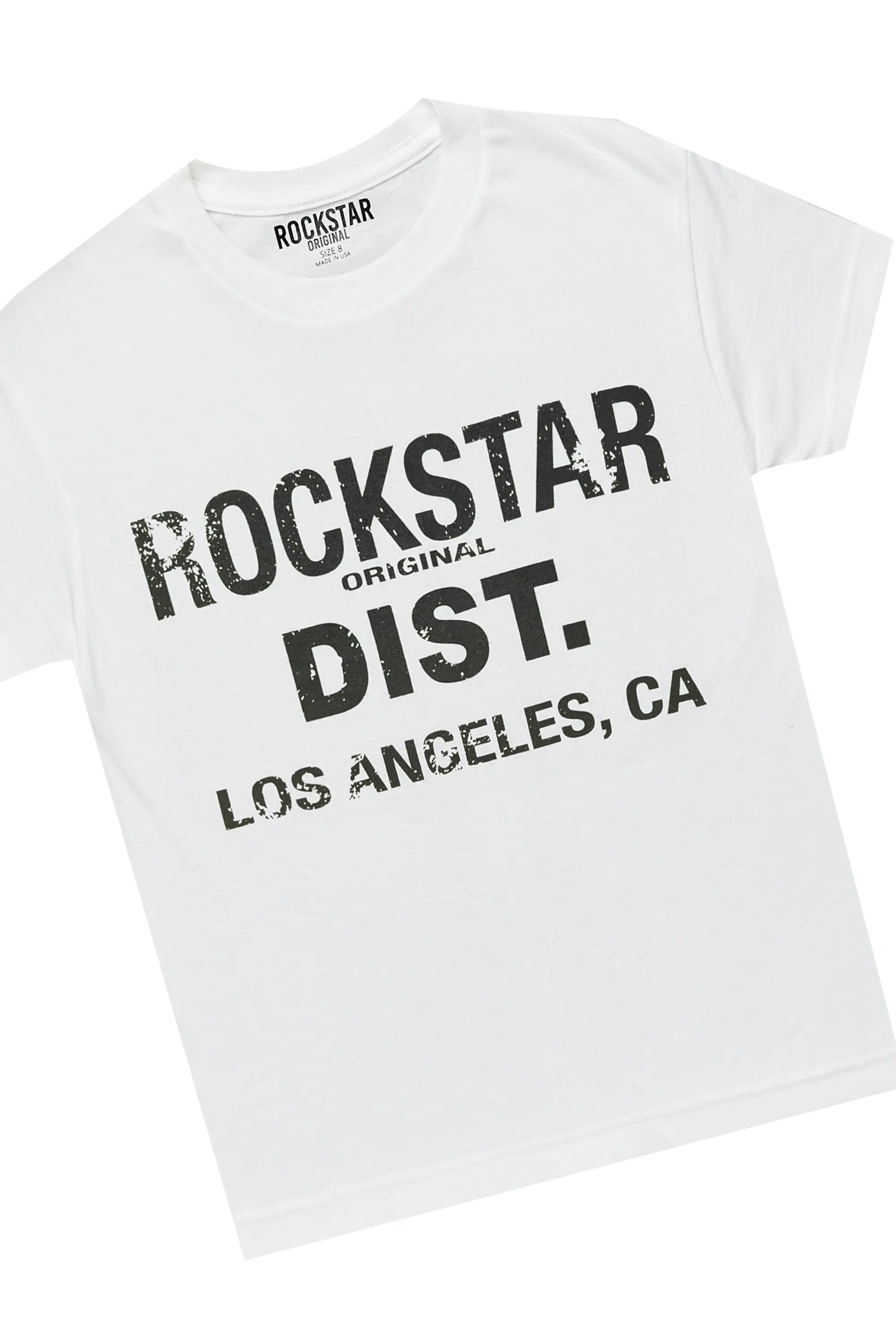 Boys Koen White T-Shirt/Stacked Flare PU Jean Set - Image 2