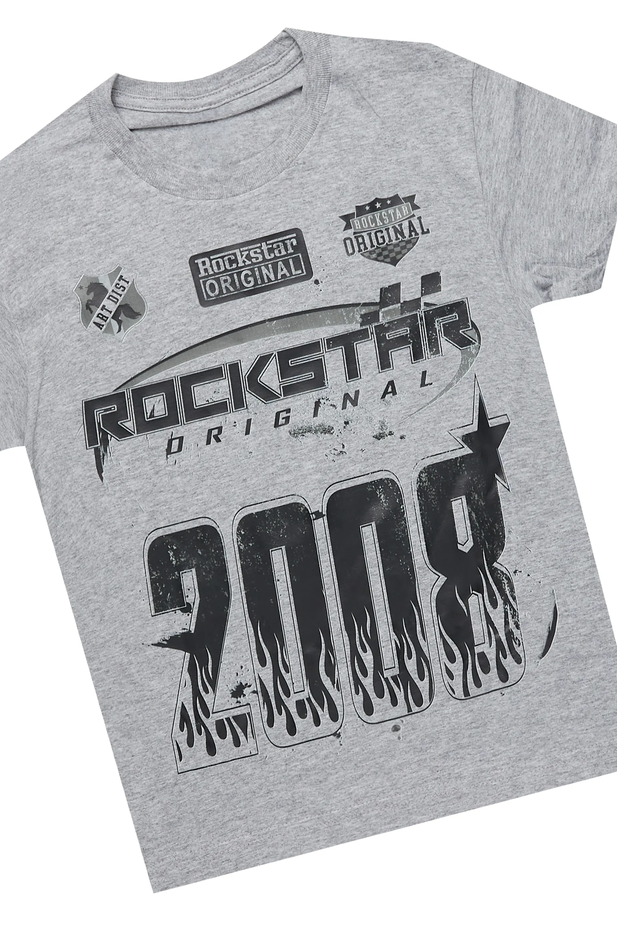 Boys Amos Heather Grey T-Shirt/Stacked Flare Jean Set - Image 2