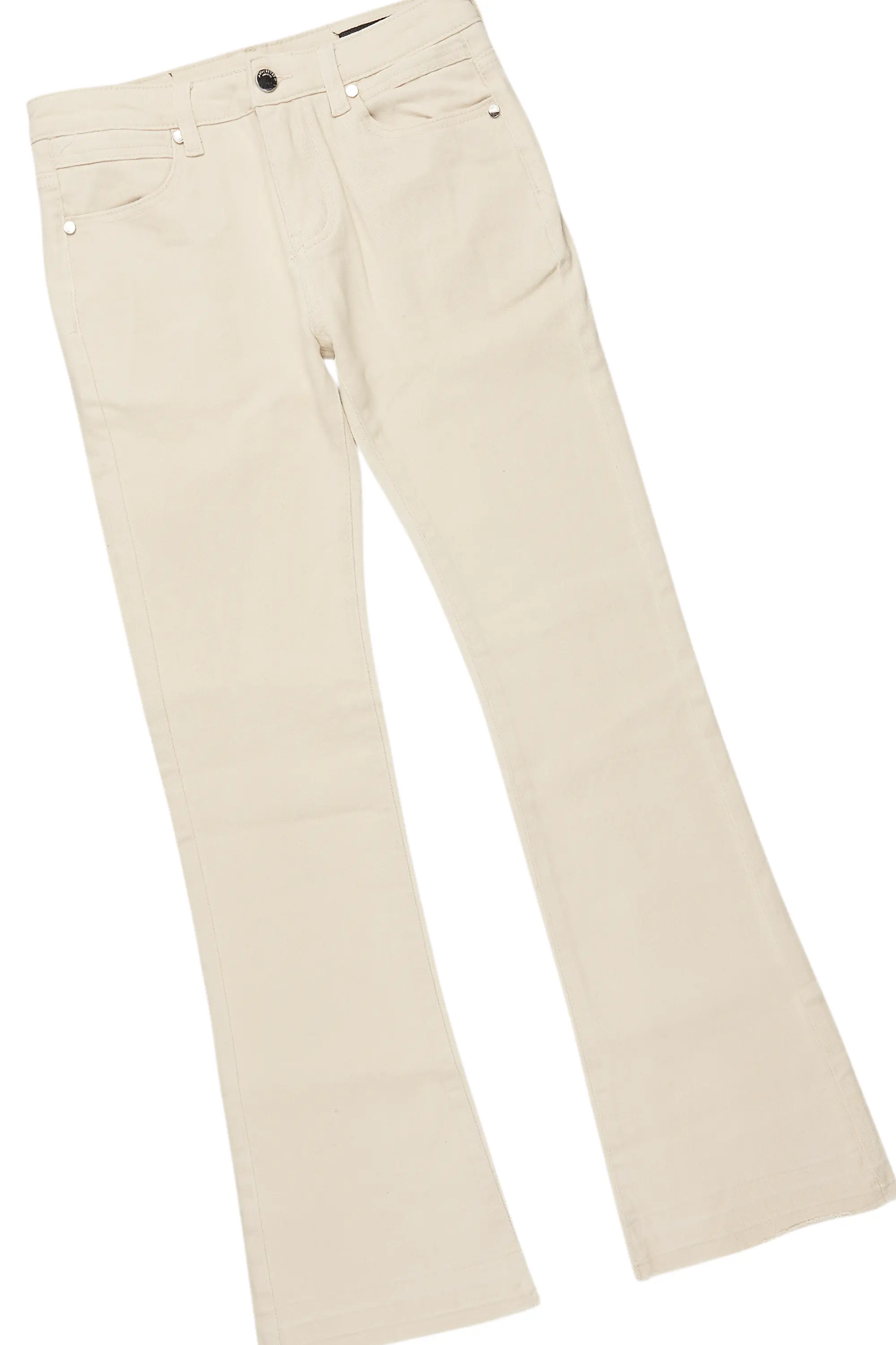 Boys Sana Vintage Sand/Beige T-Shirt/Dag Stacked Flare Jean Set - Image 3