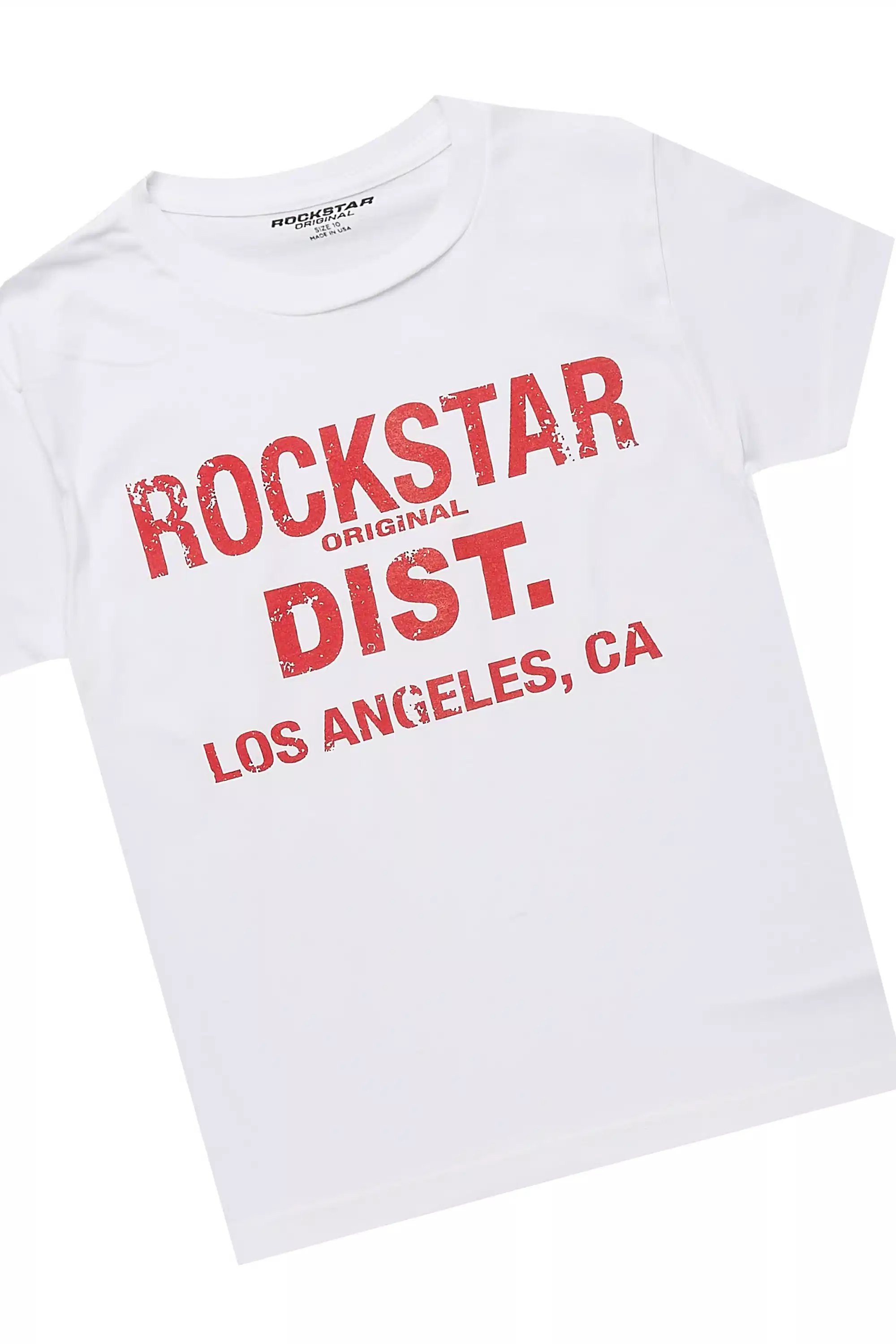 Boys Lake White/Red T-Shirt/Dag Stacked Flare Jean Set - Image 2