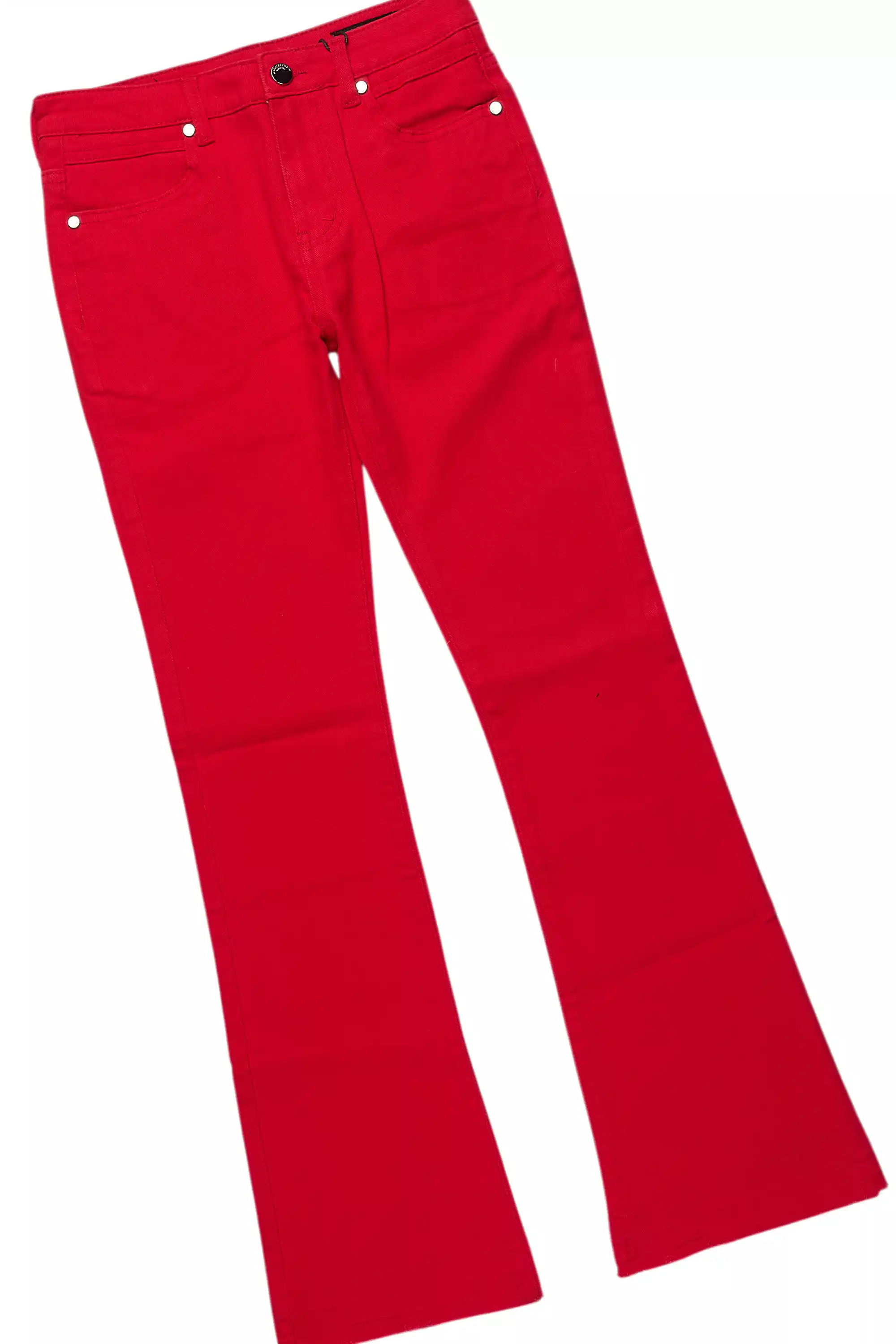 Boys Lake White/Red T-Shirt/Dag Stacked Flare Jean Set - Image 3