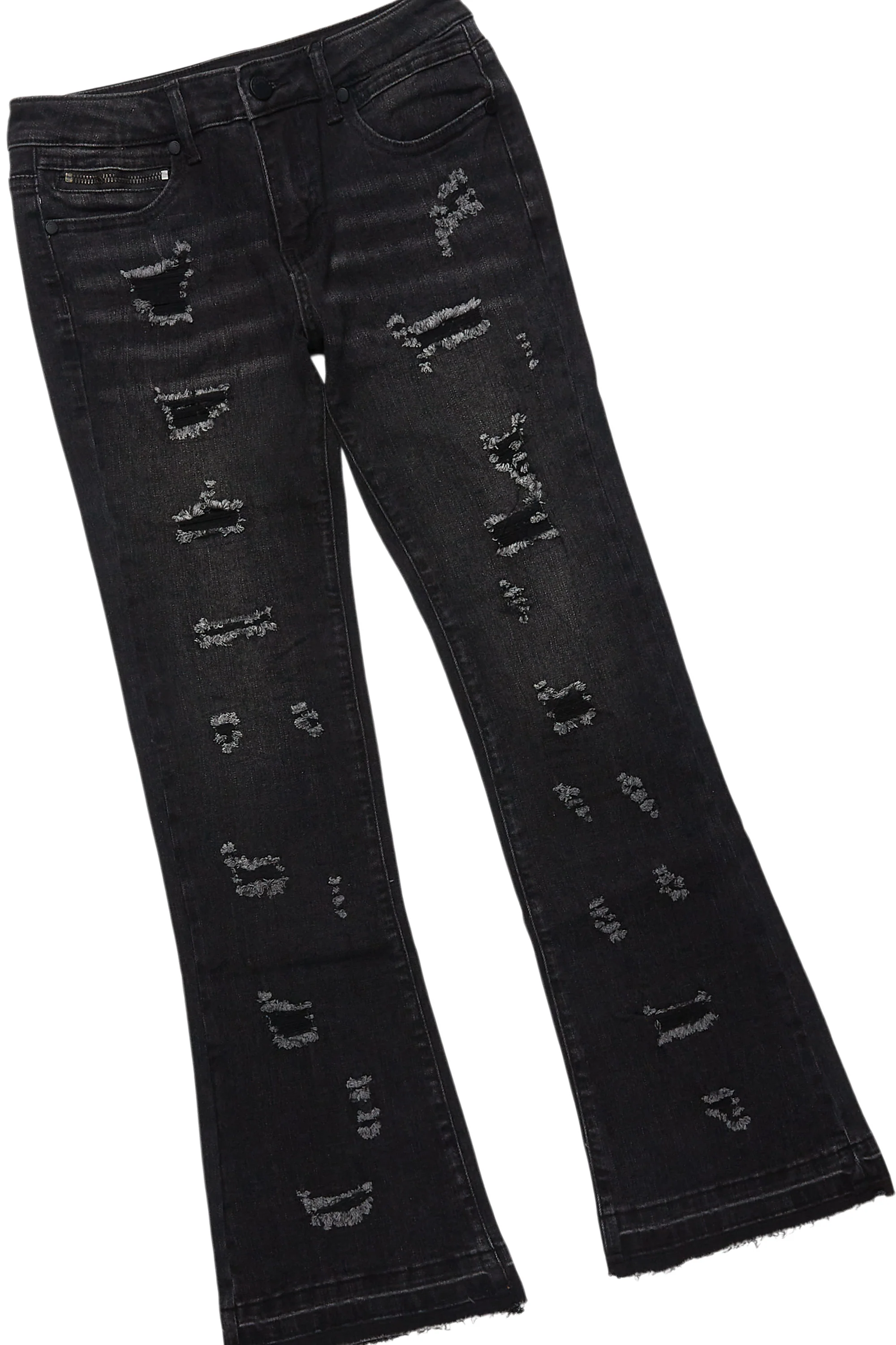 Boys Lake Black/White T-Shirt/Stacked Flare Jean Set - Image 3