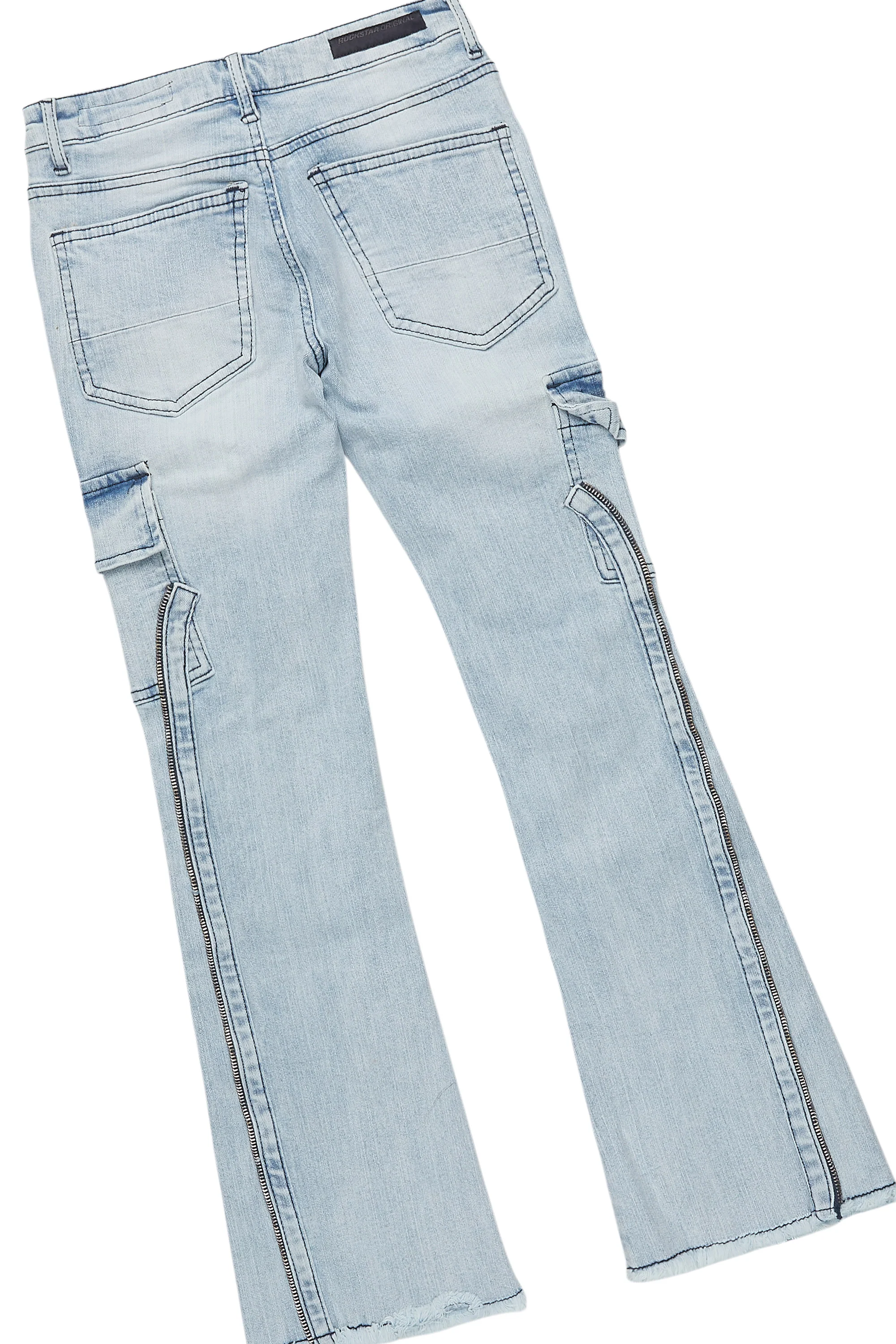 Boys Beno Beige/Pink T-Shirt/Stacked Flare Jean Set - Image 4