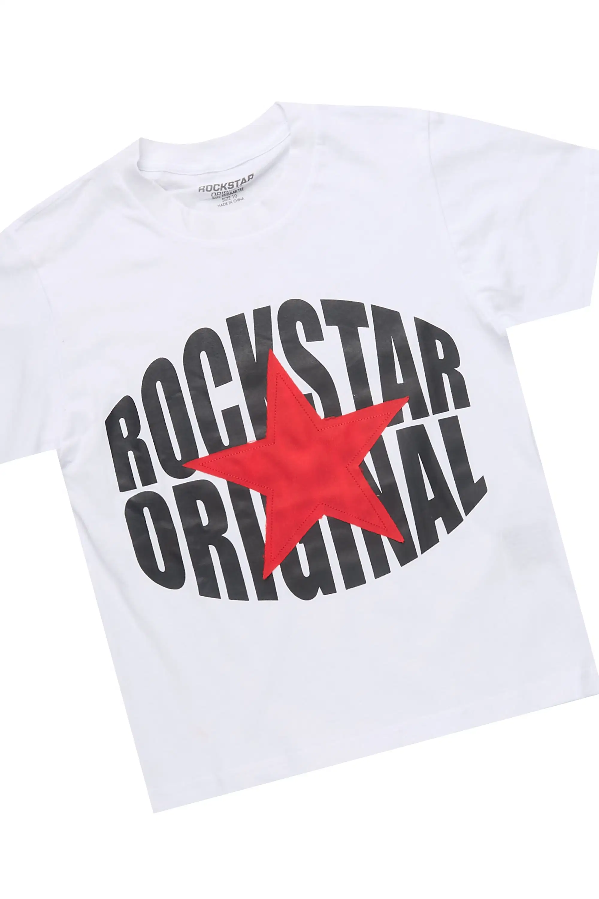 Boys Ezra White T-Shirt & Vasco Dark Tint Stacked Jean Set - Image 2