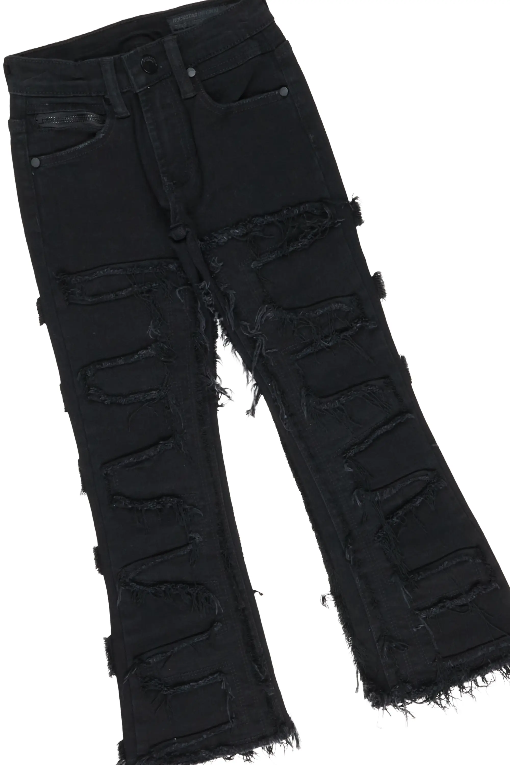 Boys Daman Black T-Shirt/Stacked Flare Jean Set - Image 3