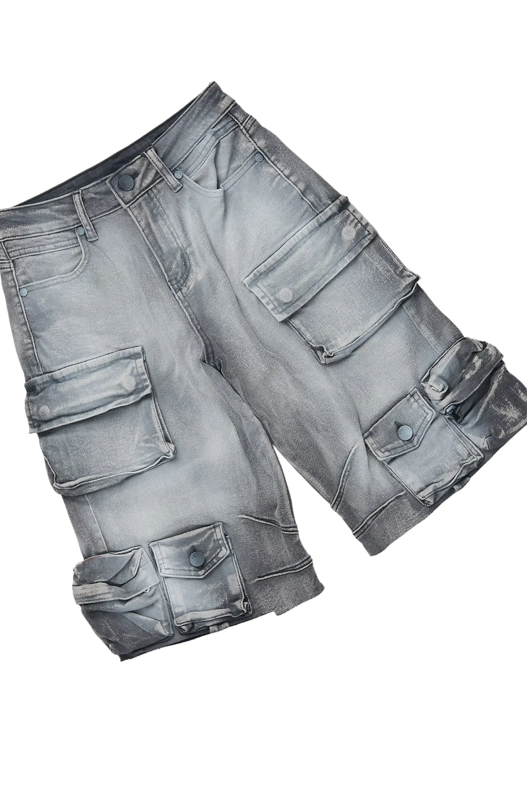 Boys Deston Red/Grey Double Layer T-Shirt/Denim Short Set - Image 8