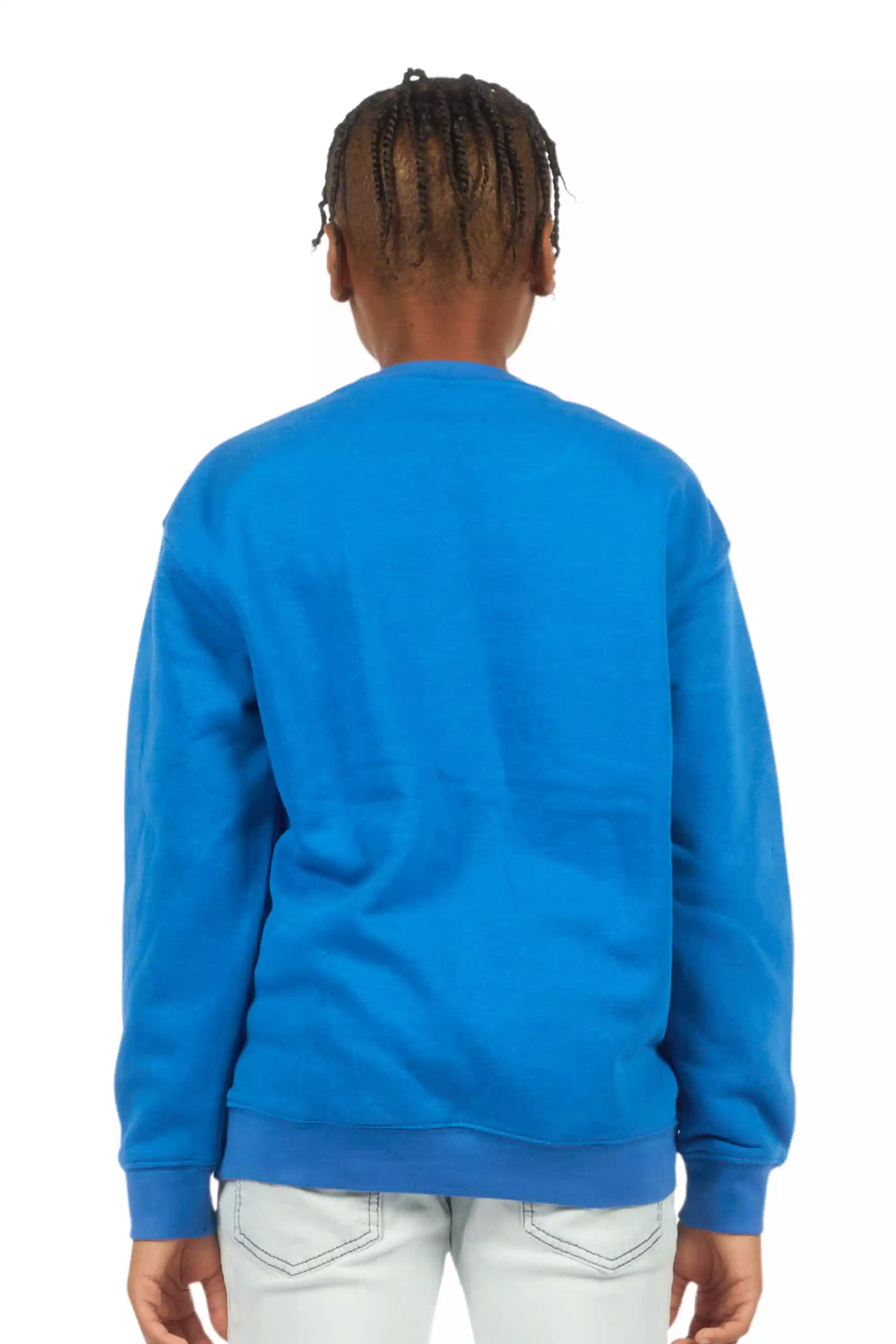 Boys Beno Royal Blue/Green Graphic Crewneck - Image 4