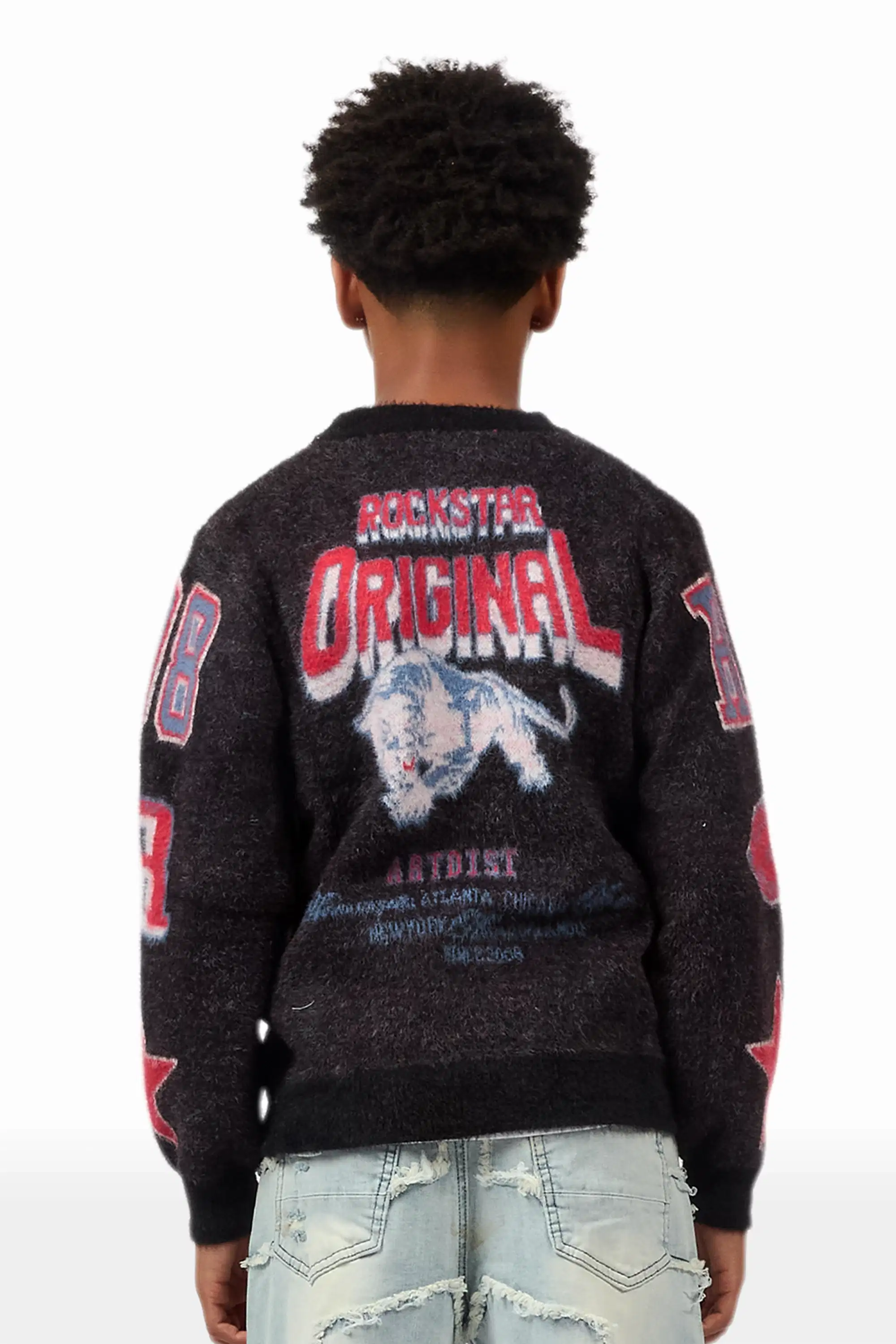 Boys Delling Black Mohair Knit Cardigan - Image 4