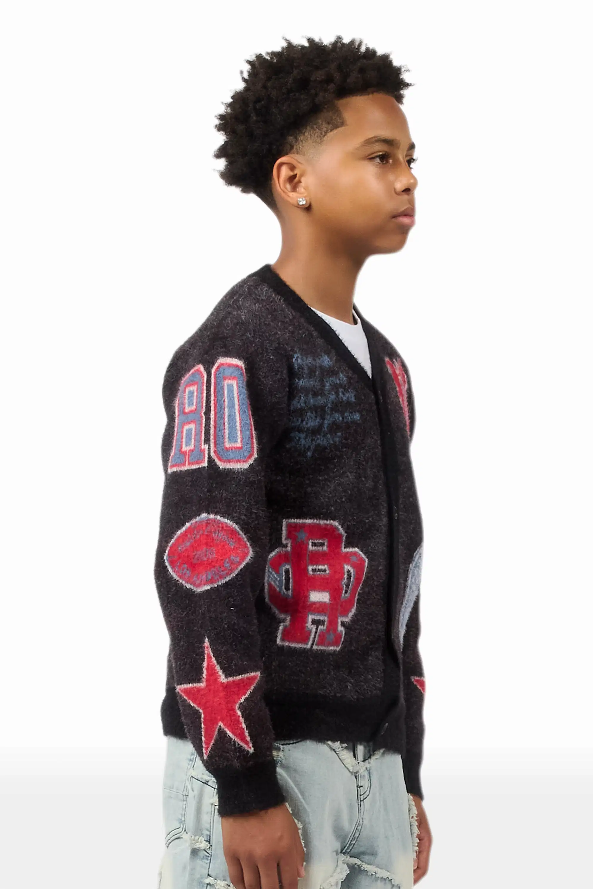 Boys Delling Black Mohair Knit Cardigan - Image 9