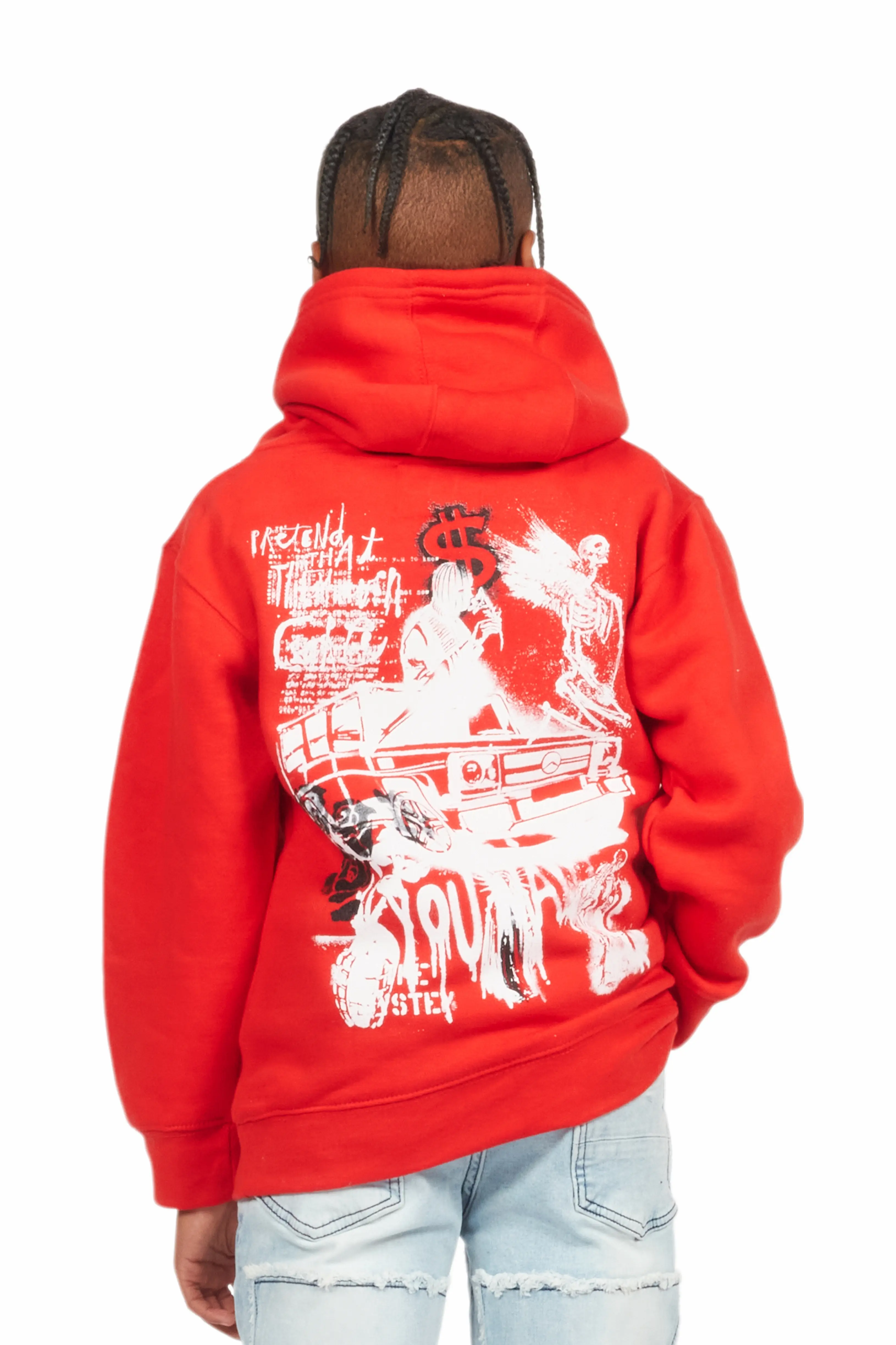 Boys Beau Red Graphic Hoodie - Image 5