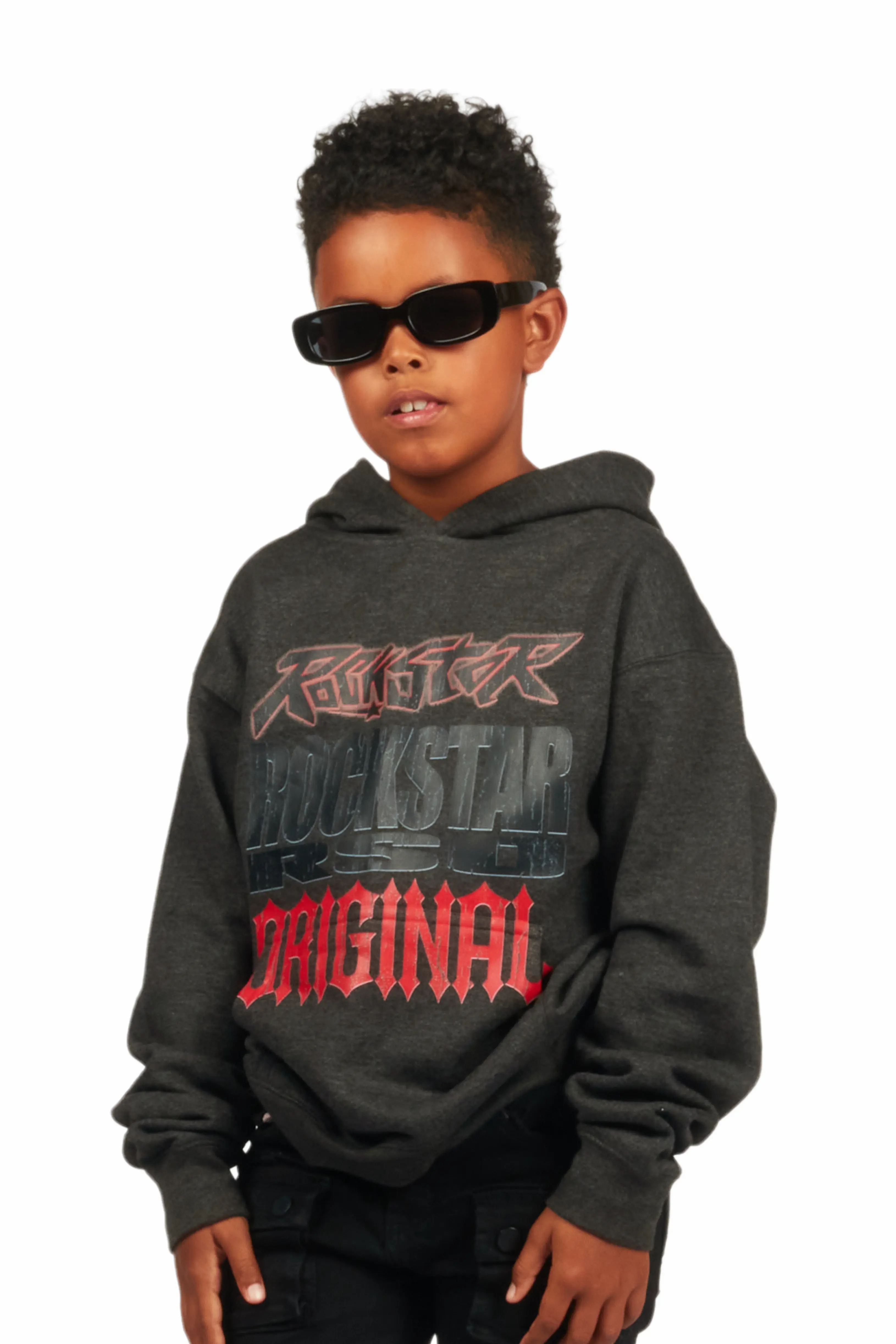 Boys Kaden Charcoal Graphic Hoodie - Image 2