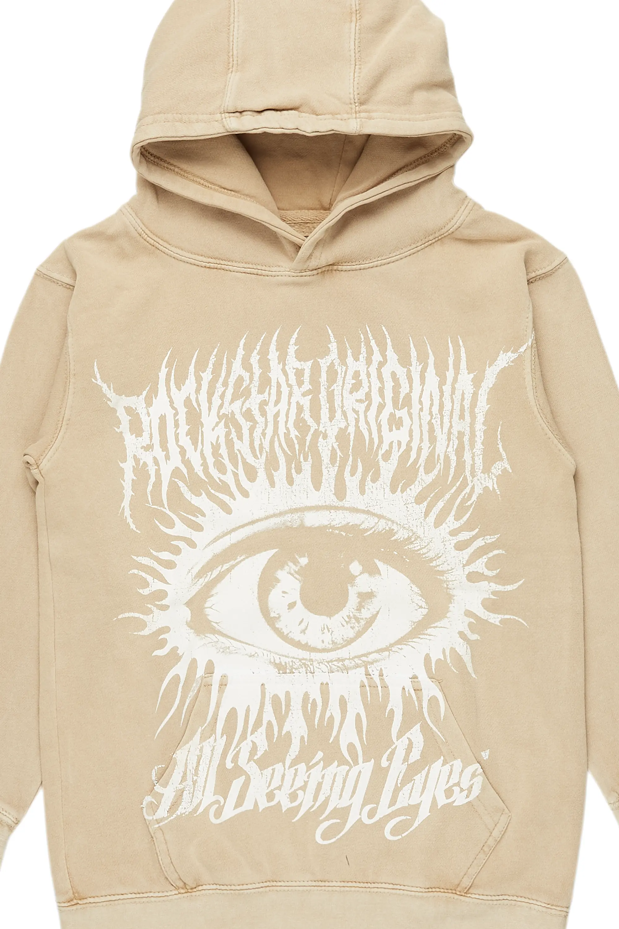 Boys All Eyes Vintage Beige Graphic Hoodie - Image 2