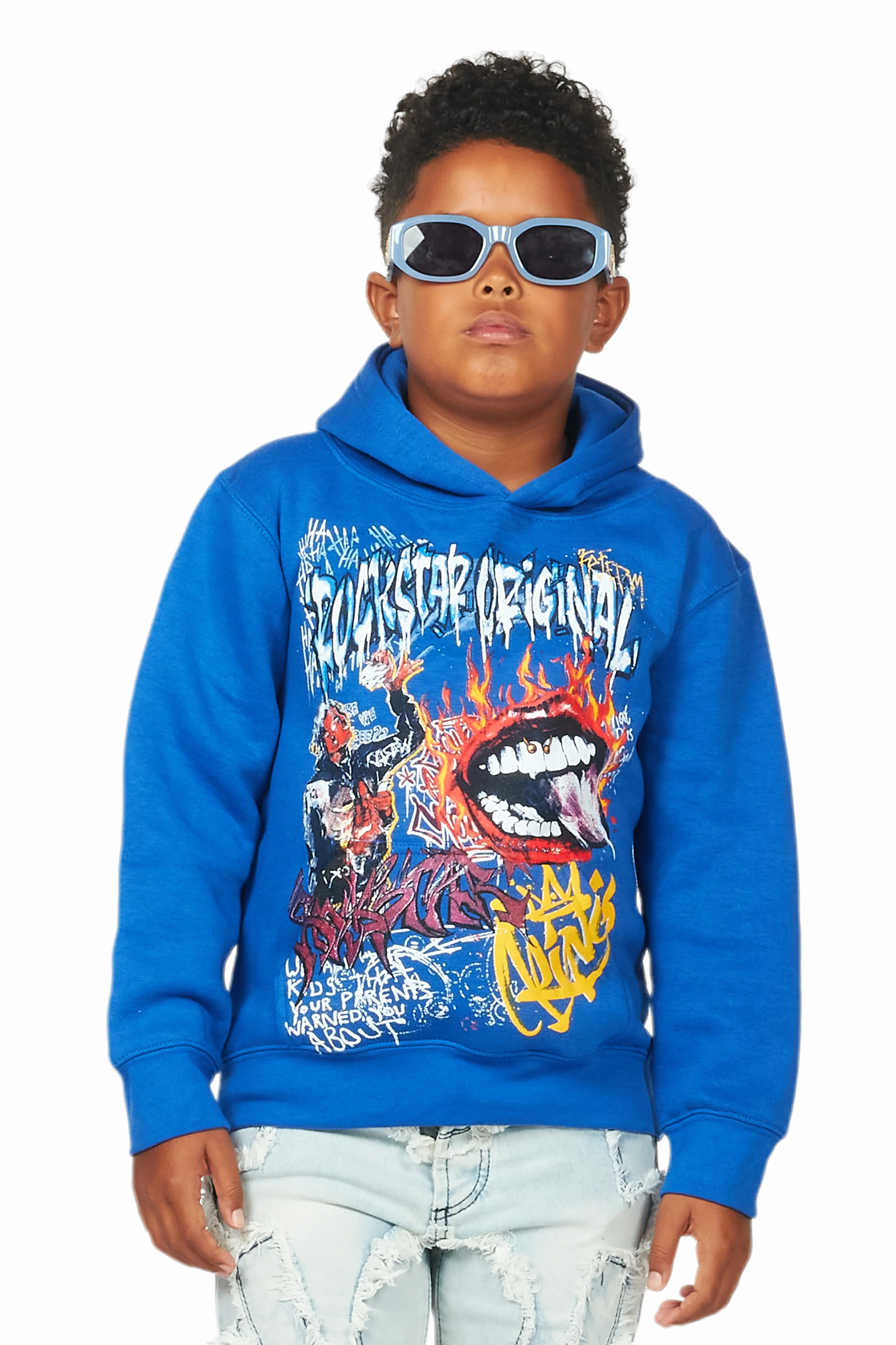 Boys Yooz Royal Graphic Hoodie - Image 2