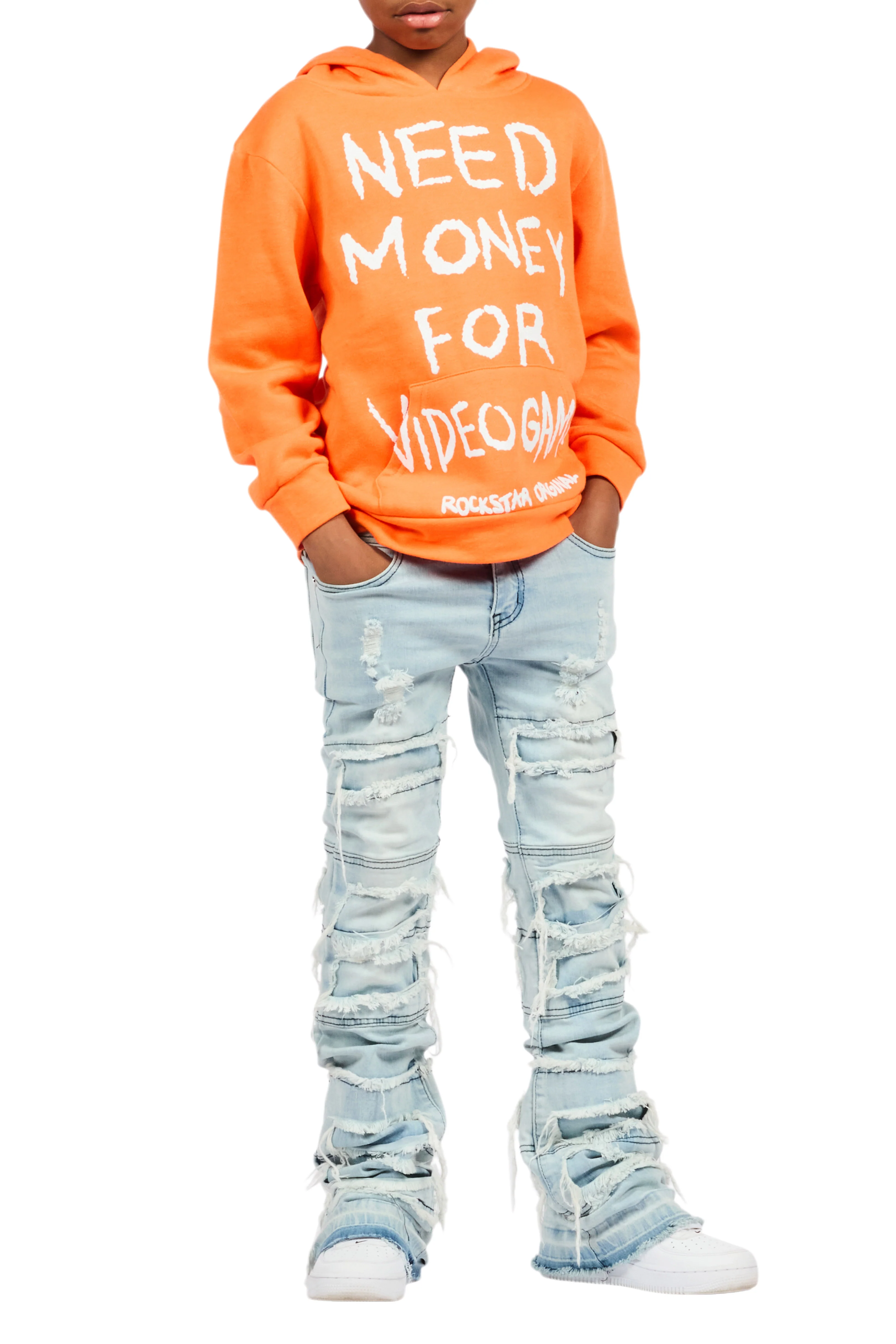 Boys M4 Video Games Orange/White Graphic Hoodie - Image 6