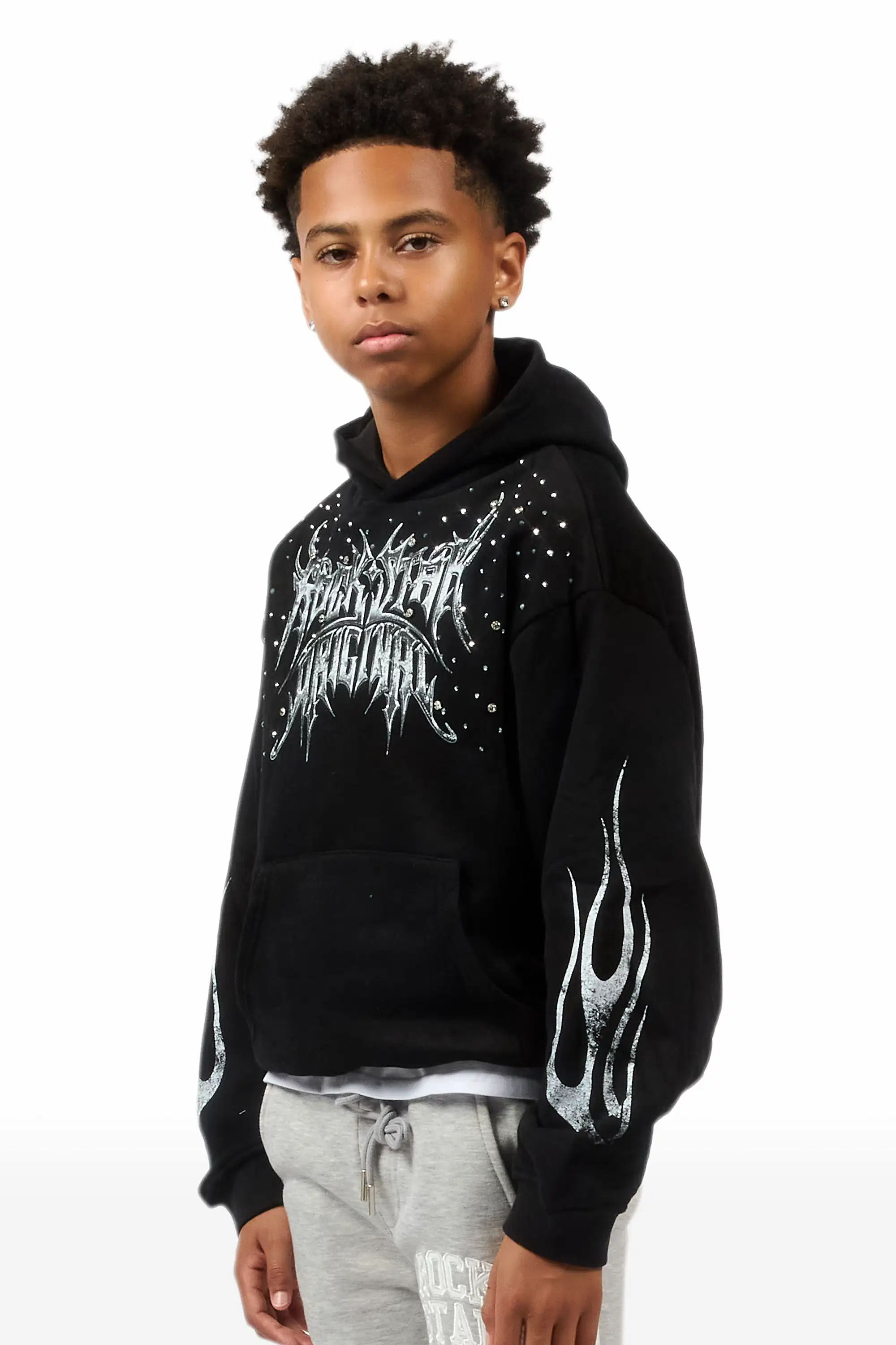 Boys Nikisha Black Rhinestone Hoodie - Image 6