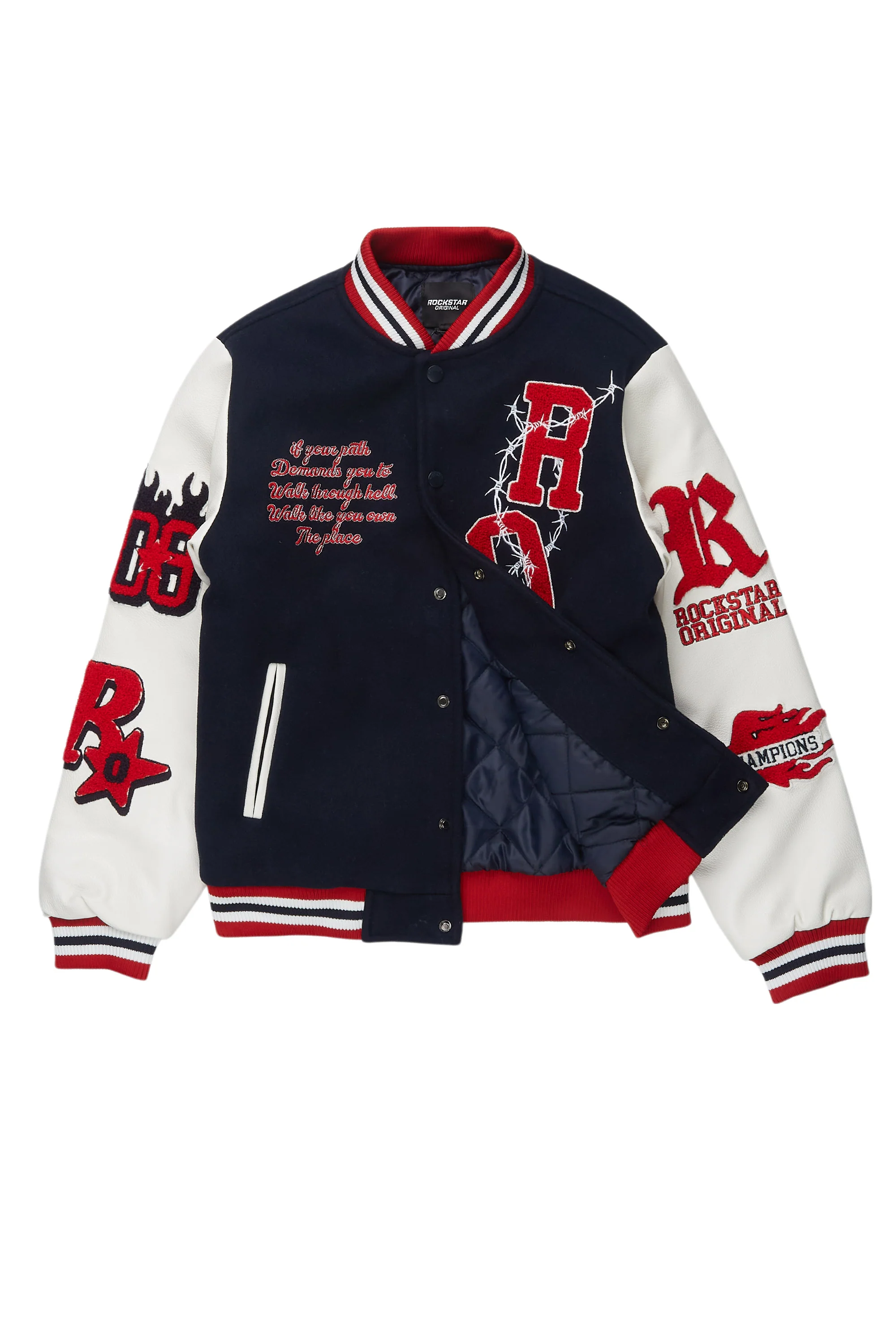 Boys Skoll Navy/White Varsity Jacket - Image 2