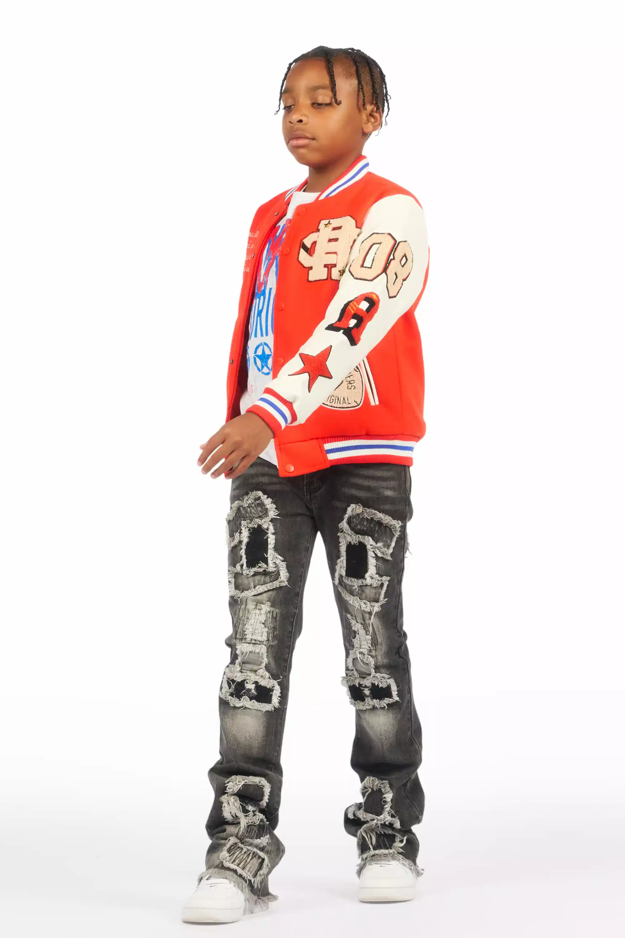Boys Balser Orange Varsity Jacket - Image 11