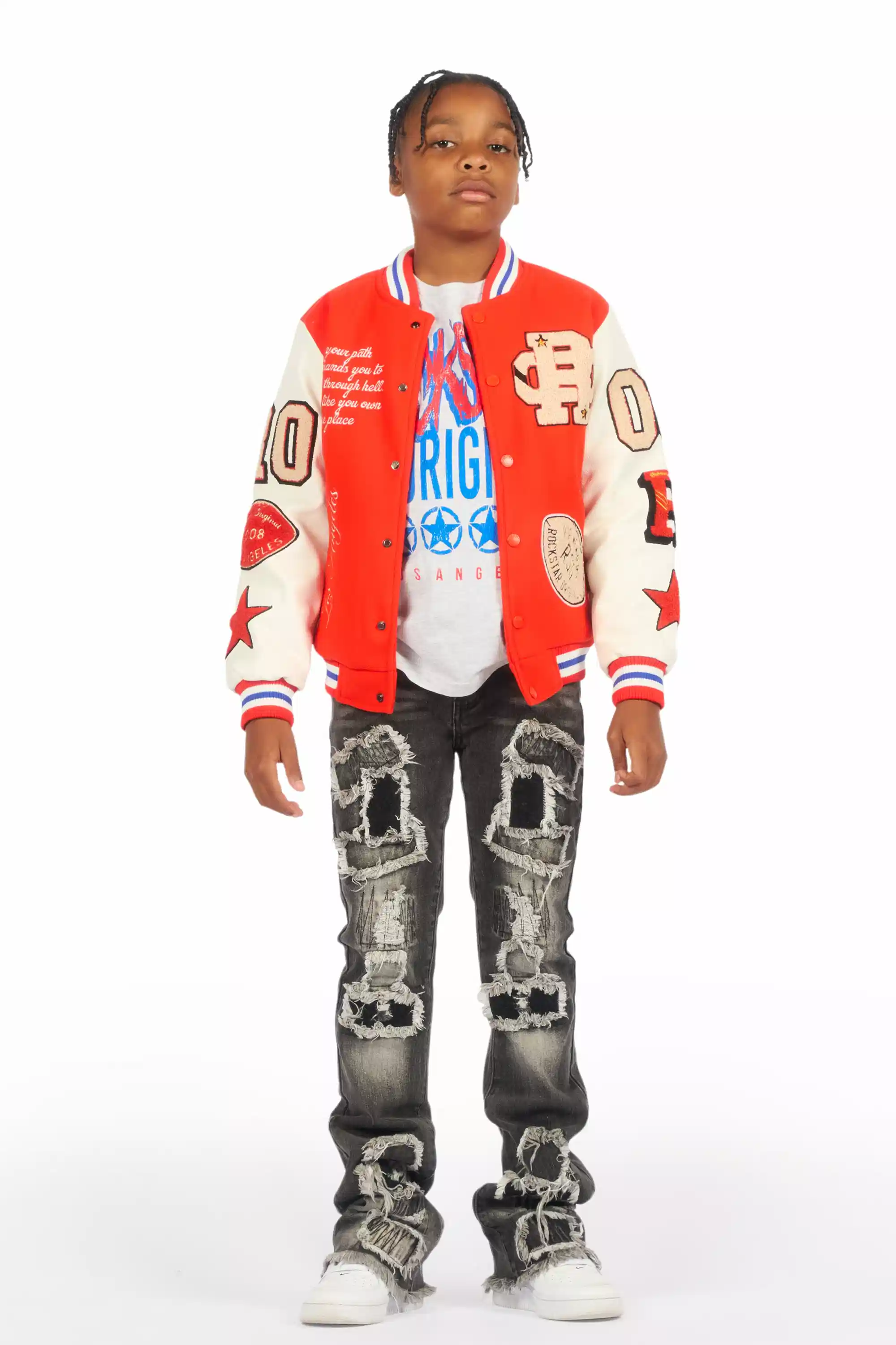 Boys Balser Orange Varsity Jacket - Image 8