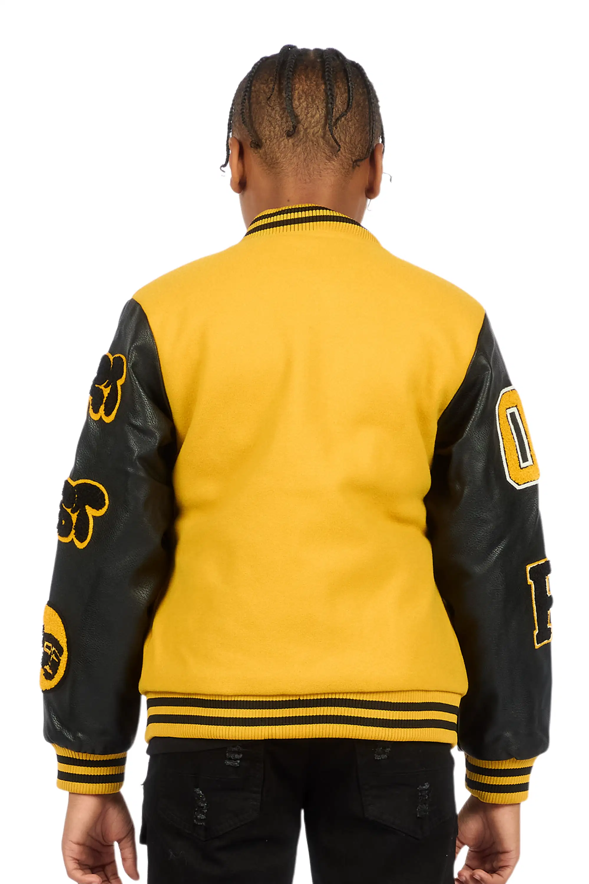 Boys Leslaw Yellow/Black Varsity Jacket - Image 4